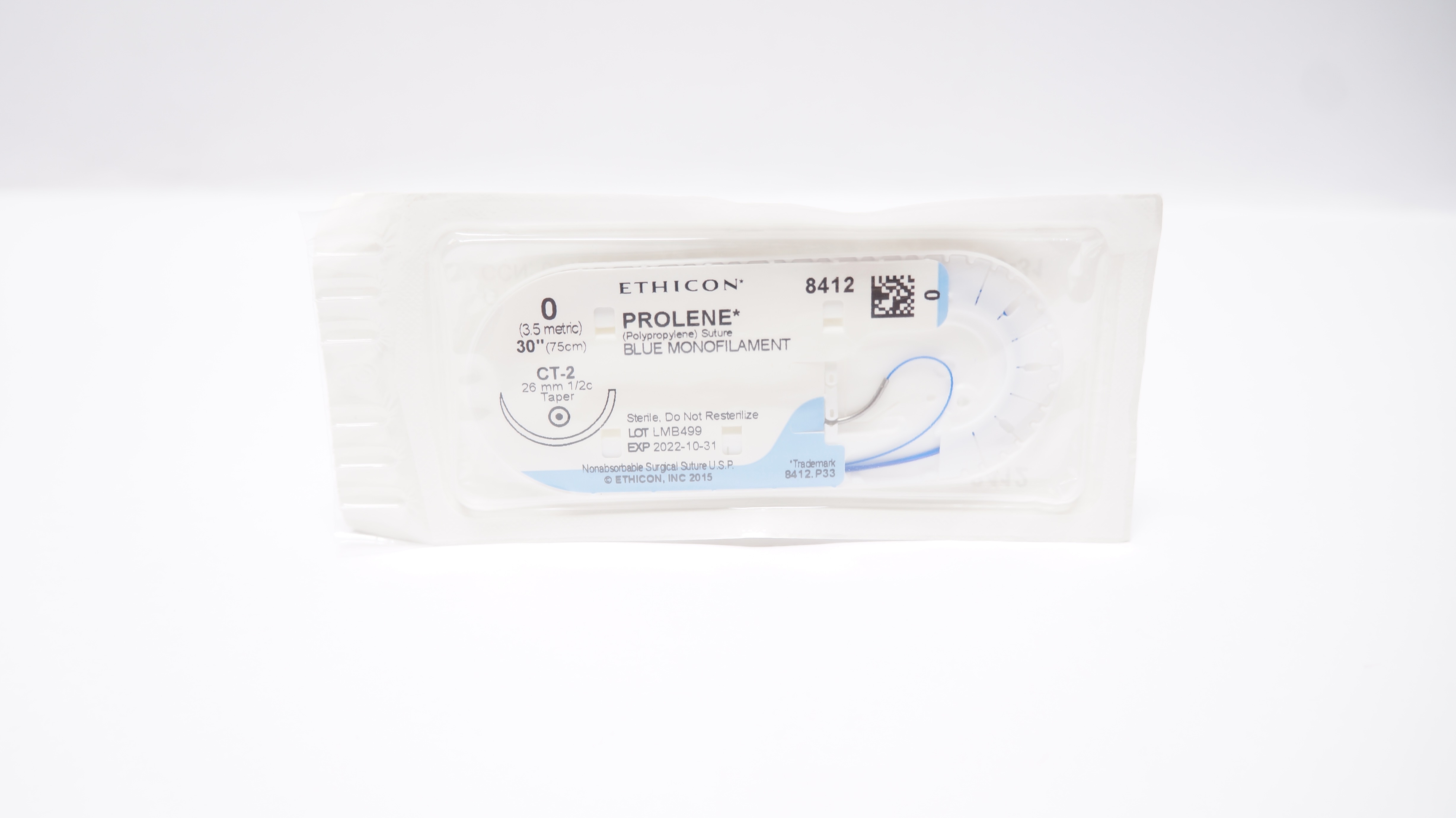 Ethicon 8412 0 PROLENE Polypropylene Stre CT-2 26mm 1/2c Taper 30 inch (x)