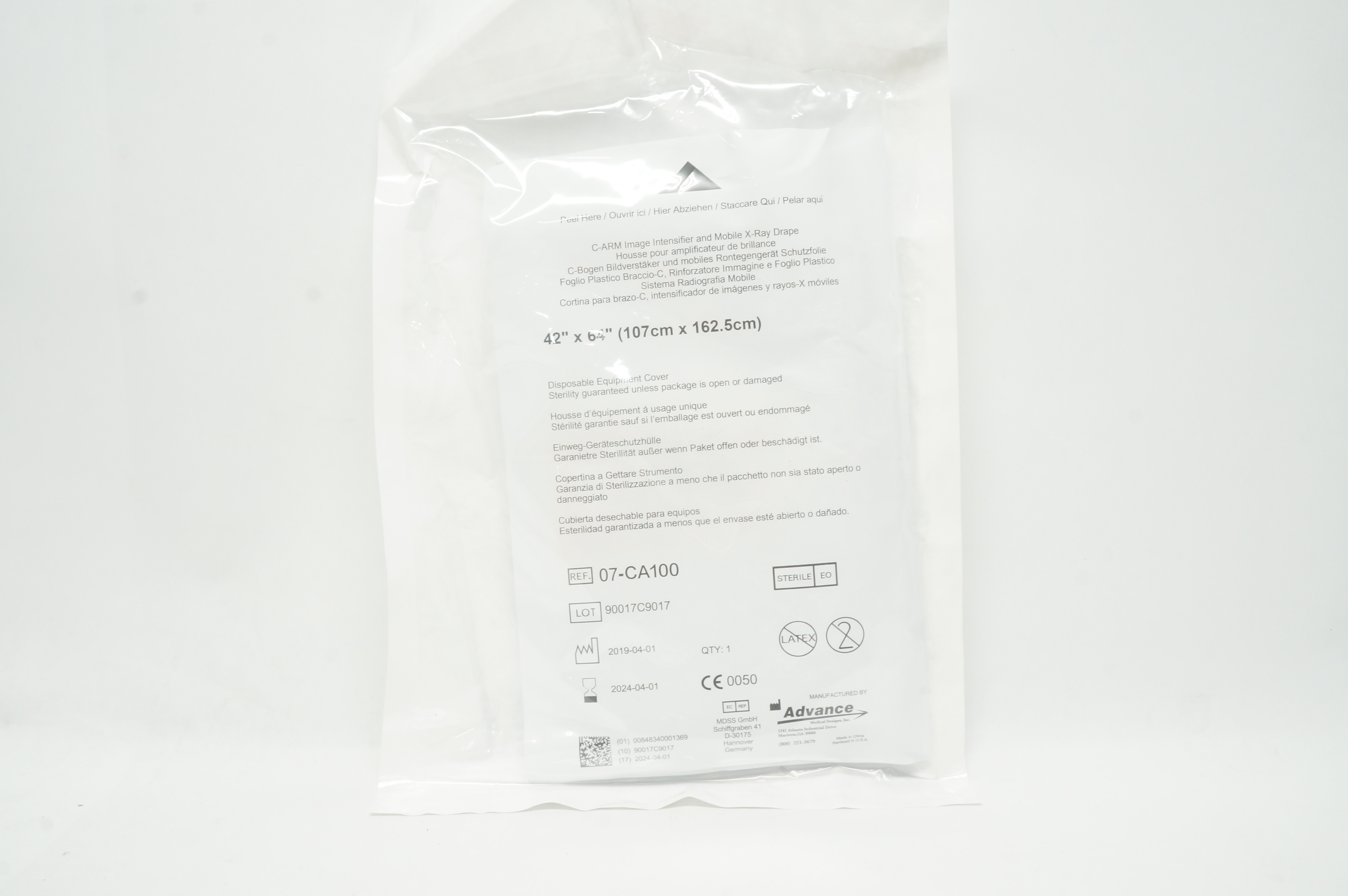 Image Intensifier Drape Advance 07-CA100 C-Arm Image Intensifier and Mobile X-Ray Drape 42 x 64 ...