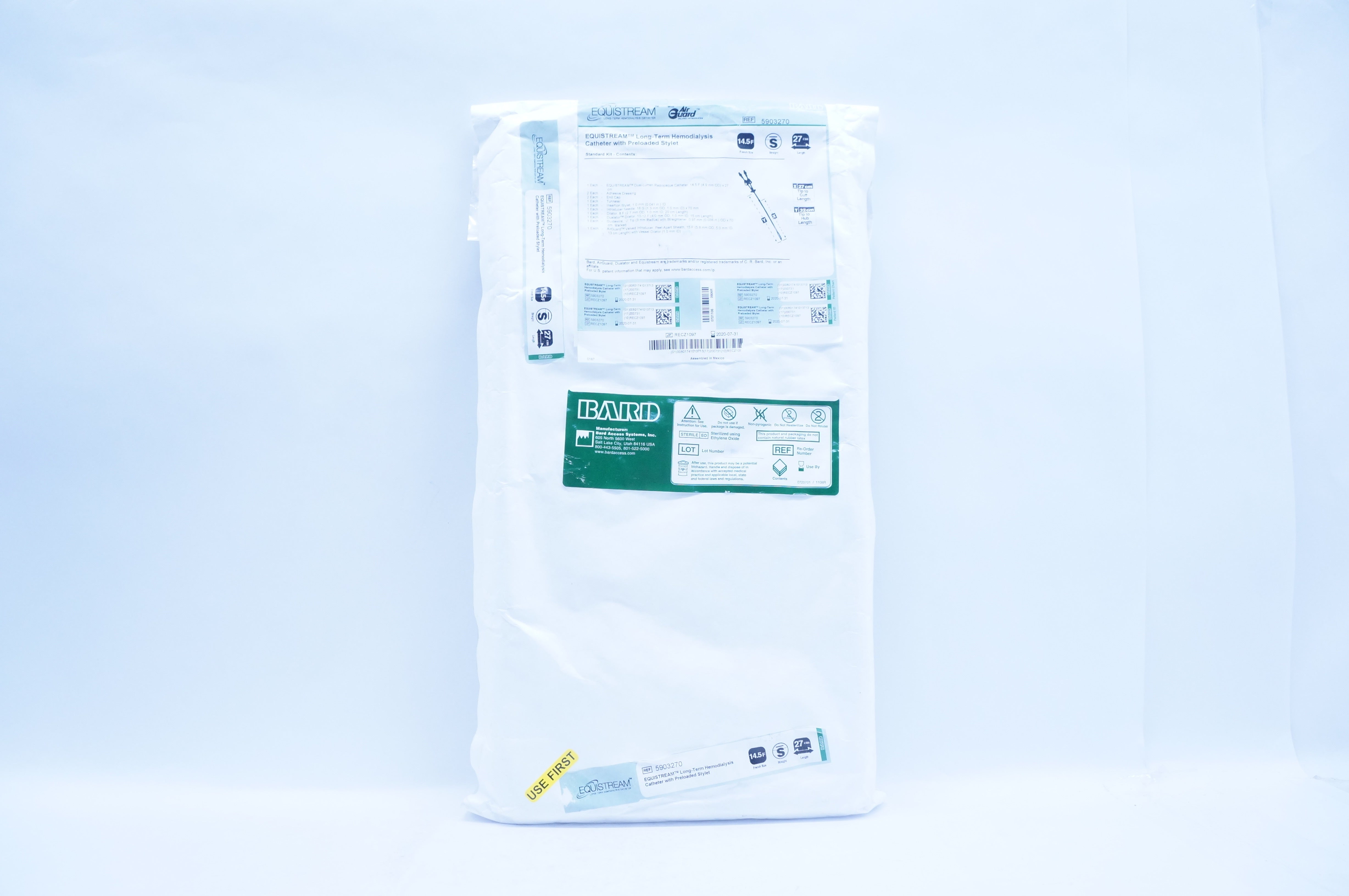 Bard 5903270 Equistream Air Guard Long-Term Hemodialysis Cath. 14.5F x 27cm (x)
