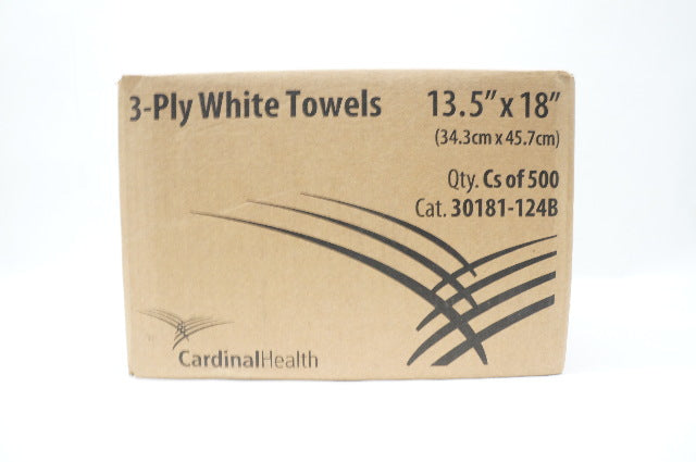 Cardinal Health 30181-124B 3-Ply White Towels 13.5 inch x 18 inch - Case of 500