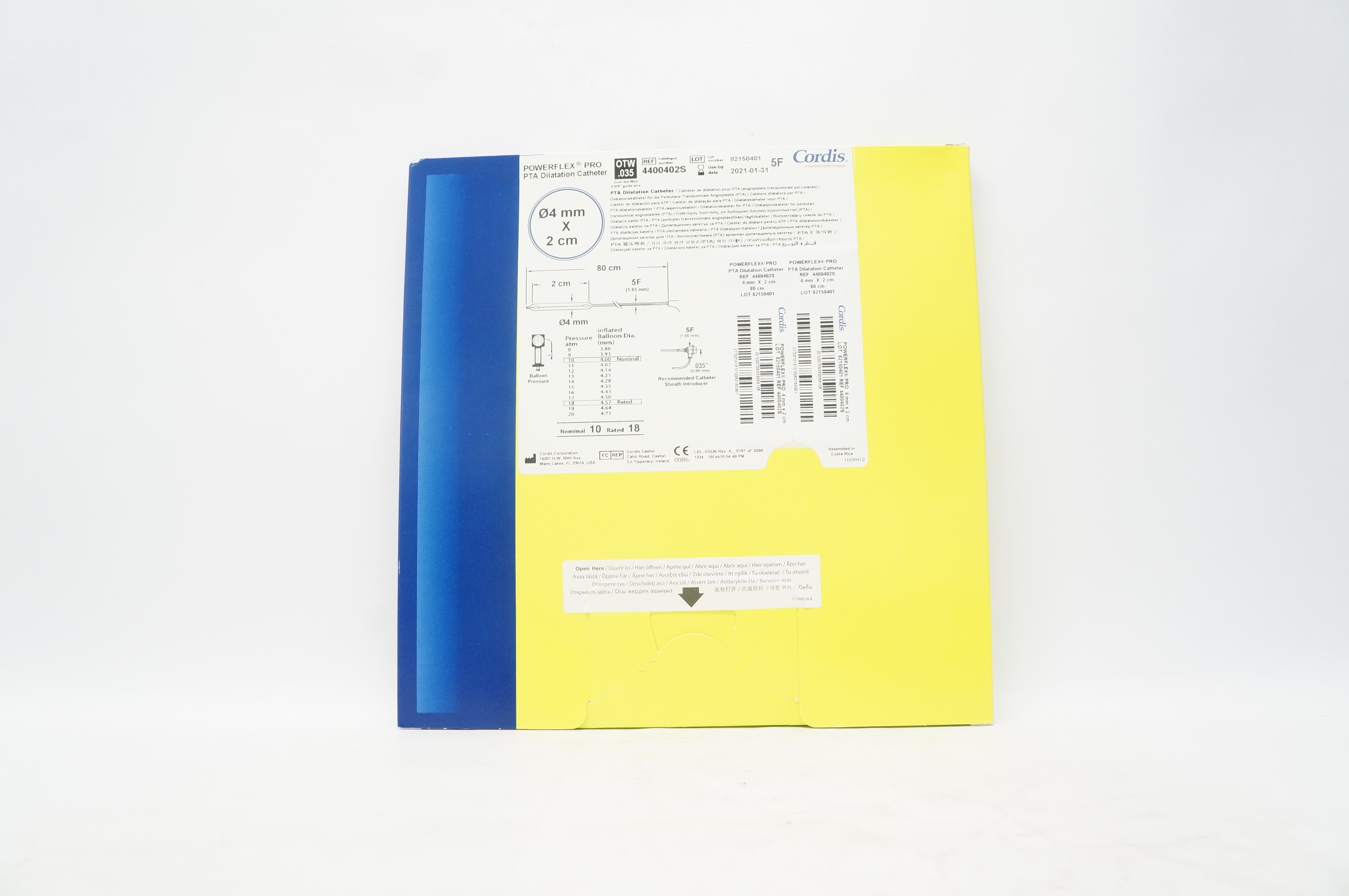 Cordis 4400402S Powerflex PRO PTA Dilatation Cath. 4mm x 2cm x 80cm (x)
