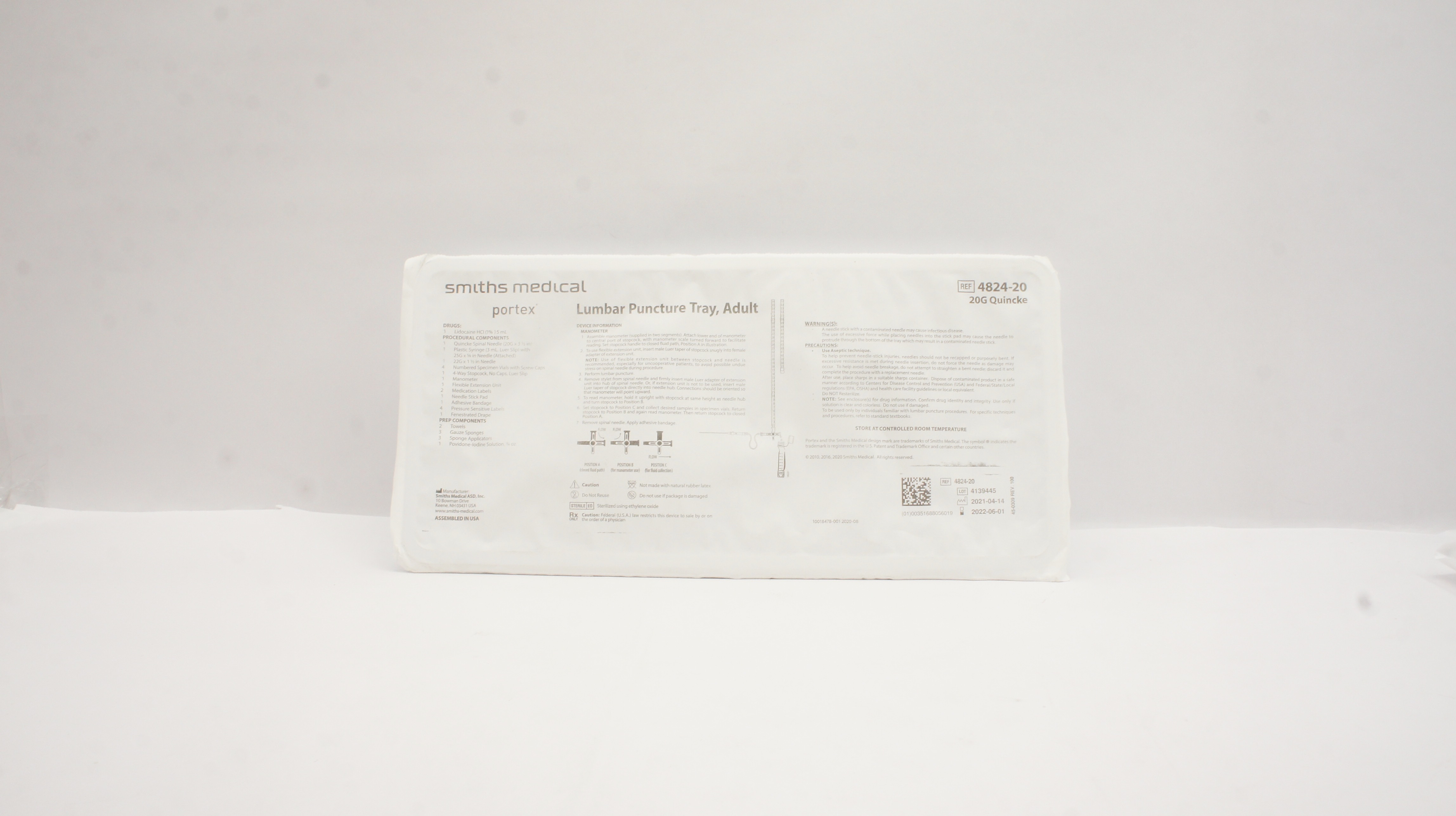 Smiths Medical 4824-20 Portex Lumbar Puncture Adult Quincke 20G (x)