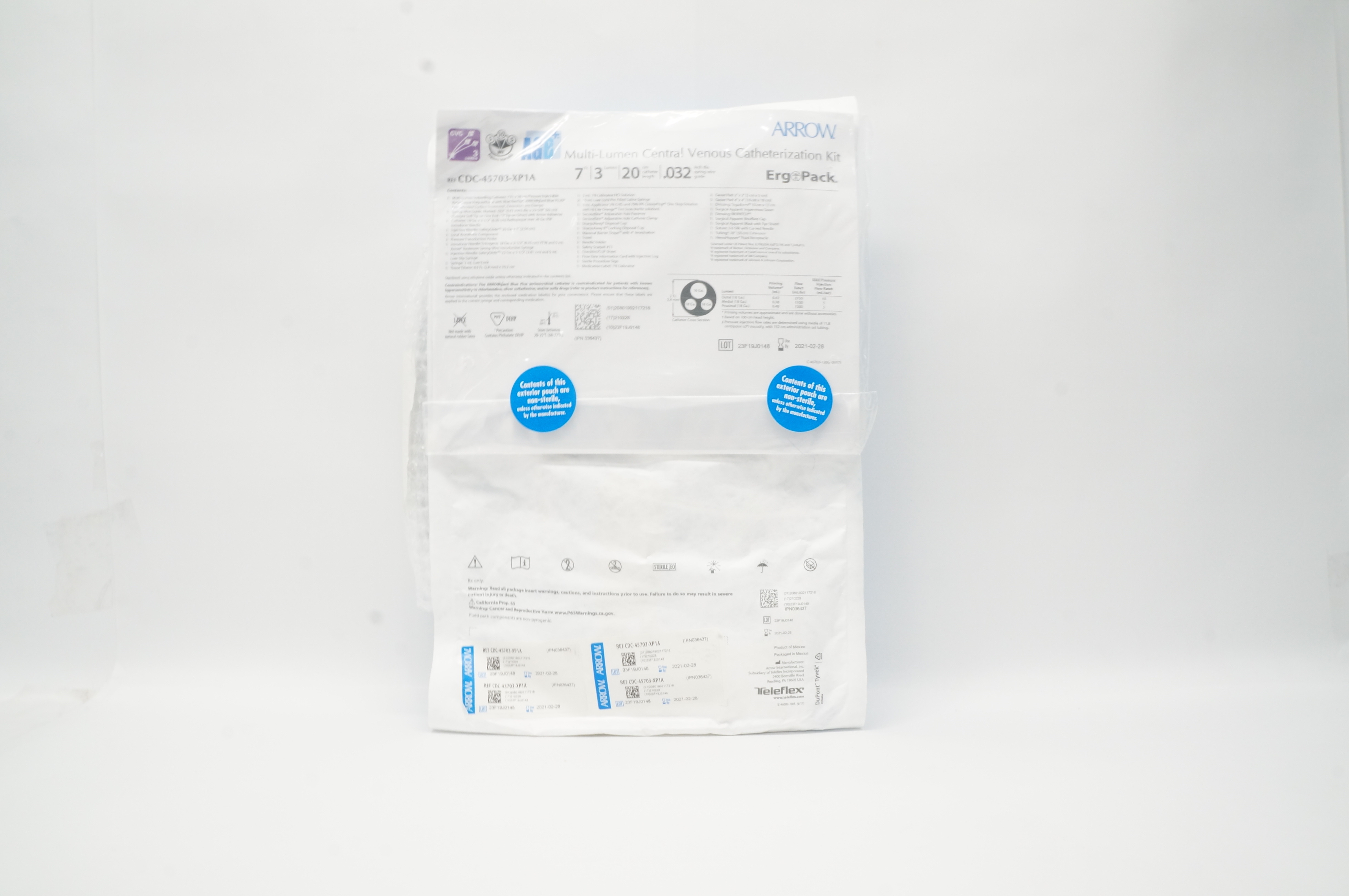 Arrow CDC-45703-XP1A AGB Multi-Lumen Central Venous Cath. Kit 7Fr. x 20cm (x)