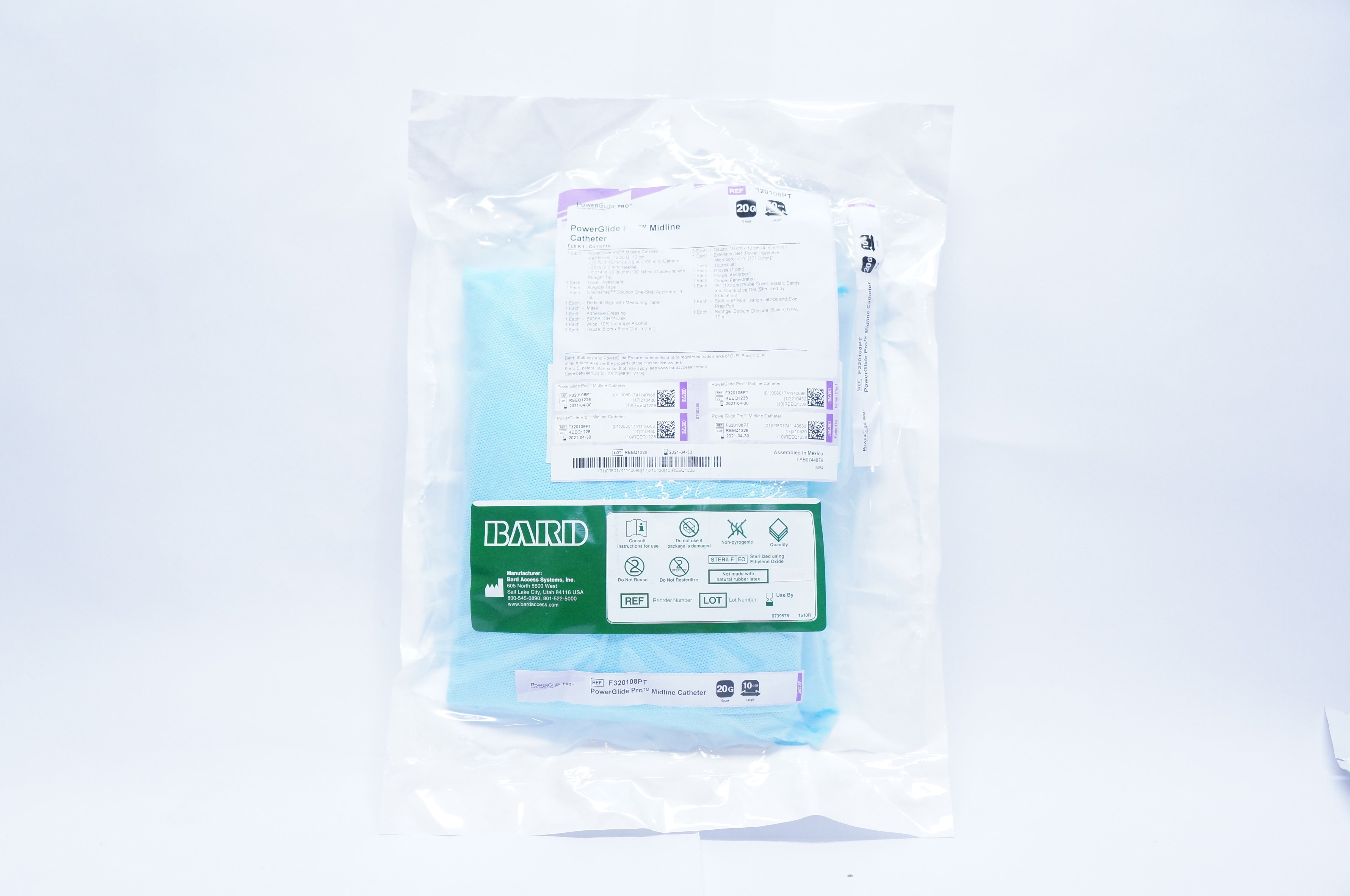 Bard F320108PT PowerGlide Pro Midline Catheter 20G x 10cm