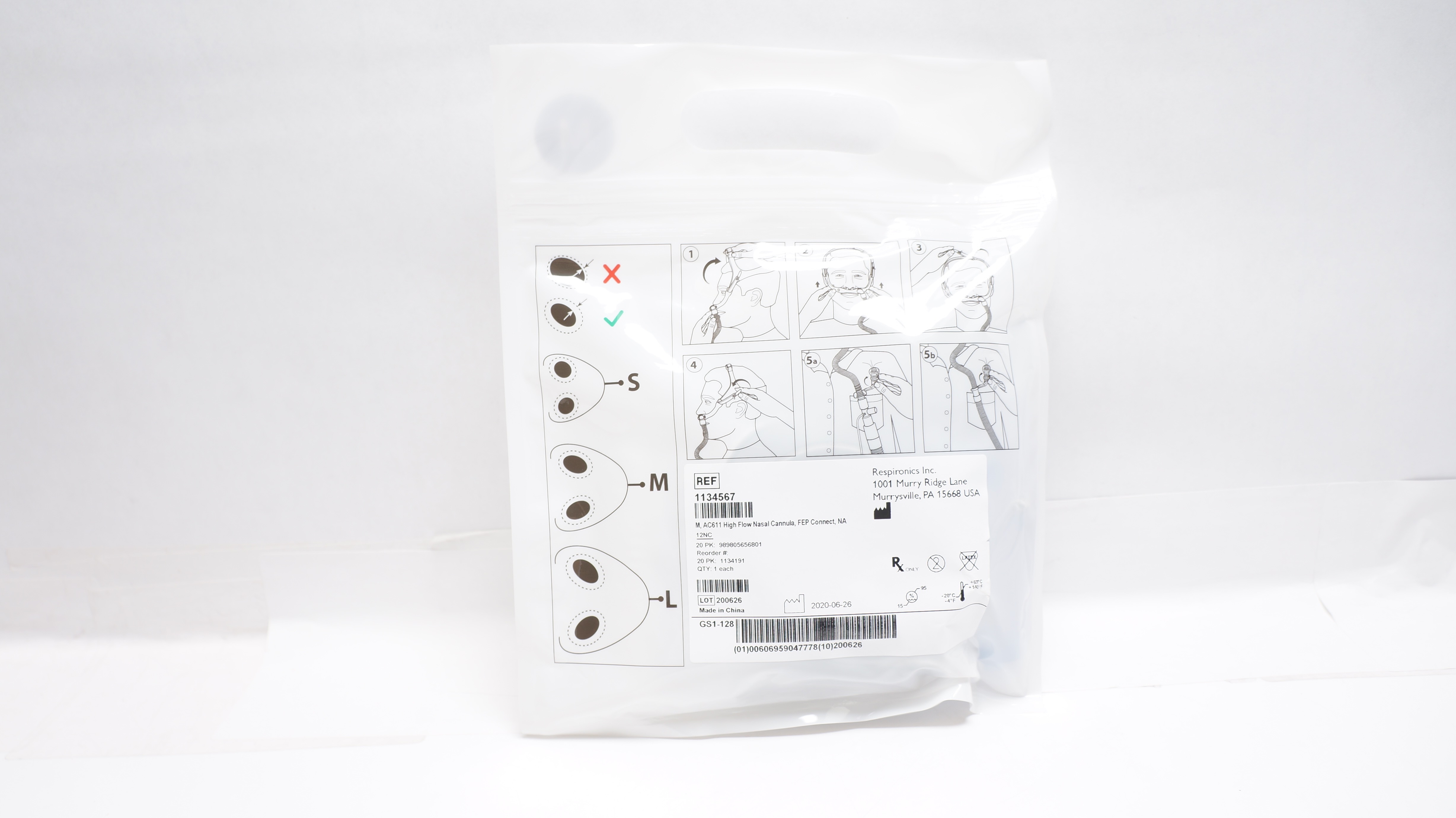 Respironics 1134567 M, AC611 High Flow Nasal Cannula, FEP Connect, NA