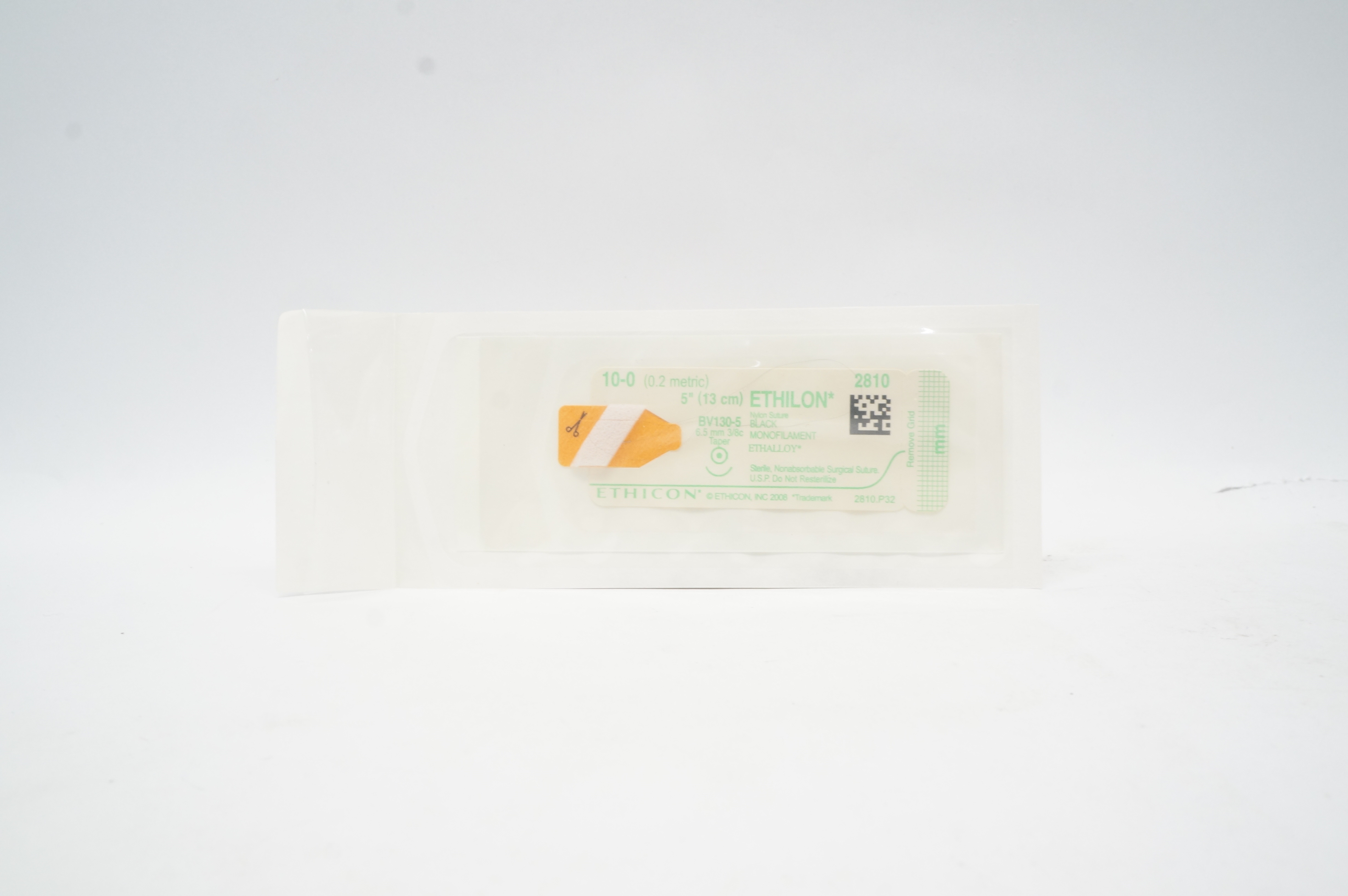 Ethicon 2810 10-0 Ethilon Nylon Surgical Stre BV130-5 6.5mm 3/8c Taper 5inch(x)