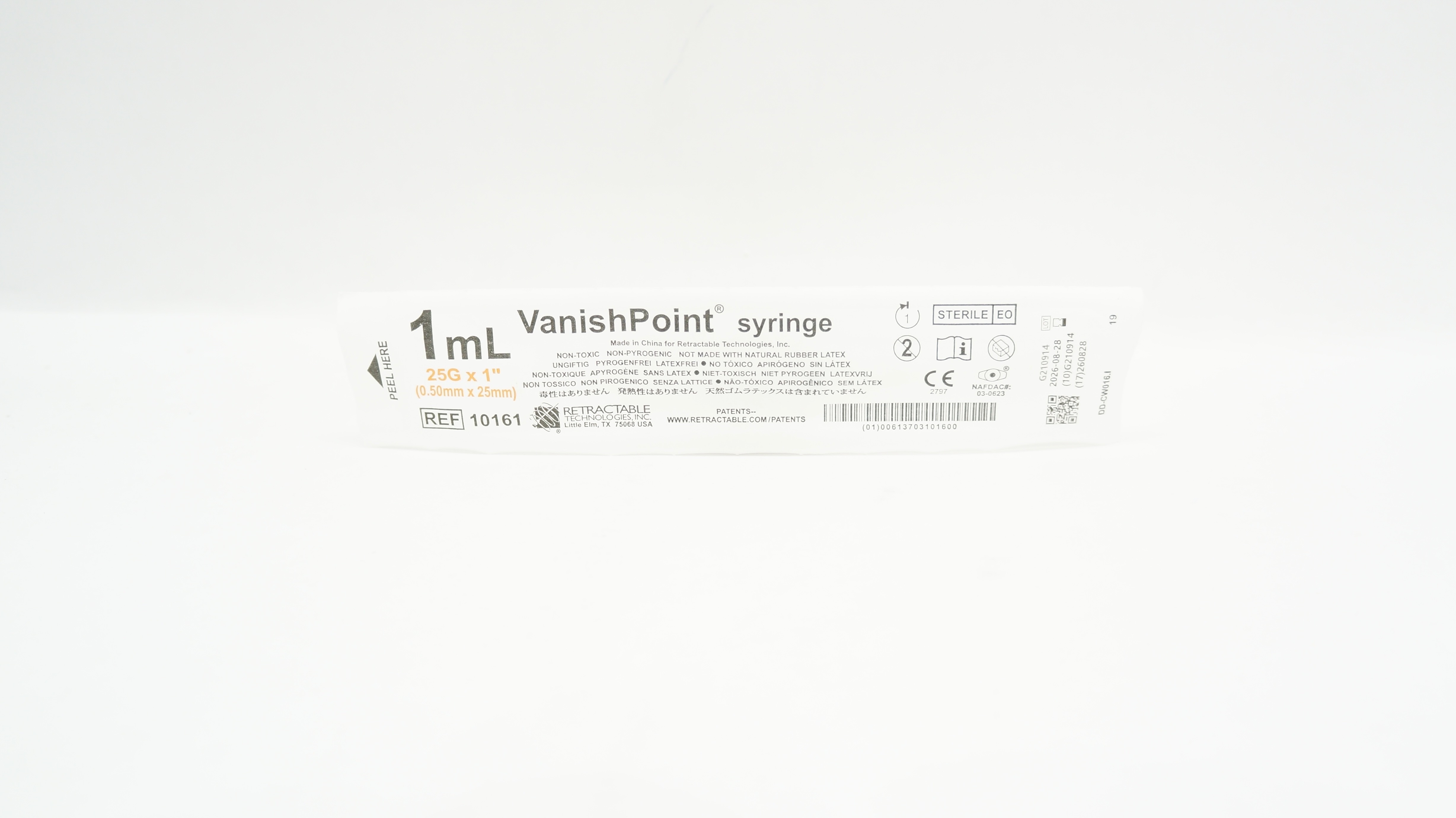 Retractable Technologies 10161 VanishPoint Syringe 1mL, 25G x 1inch