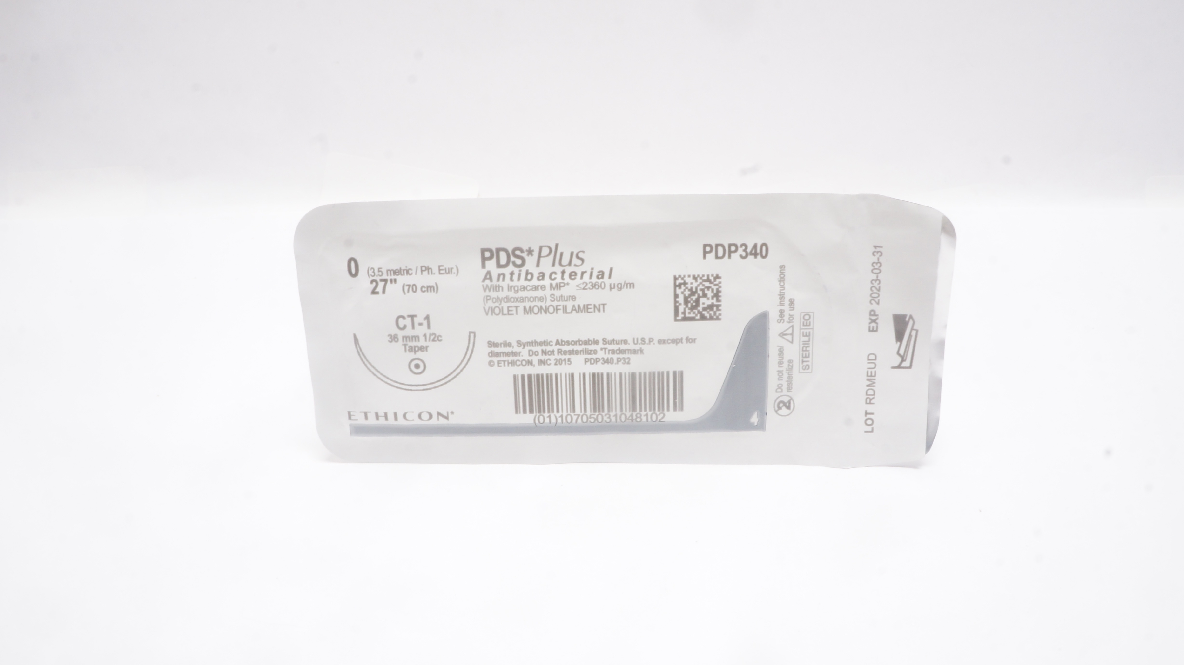 Ethicon PDP340 0 PDS Plus Antibacterial Stre CT-1, 36mm 1/2c Taper, 27inch (x)