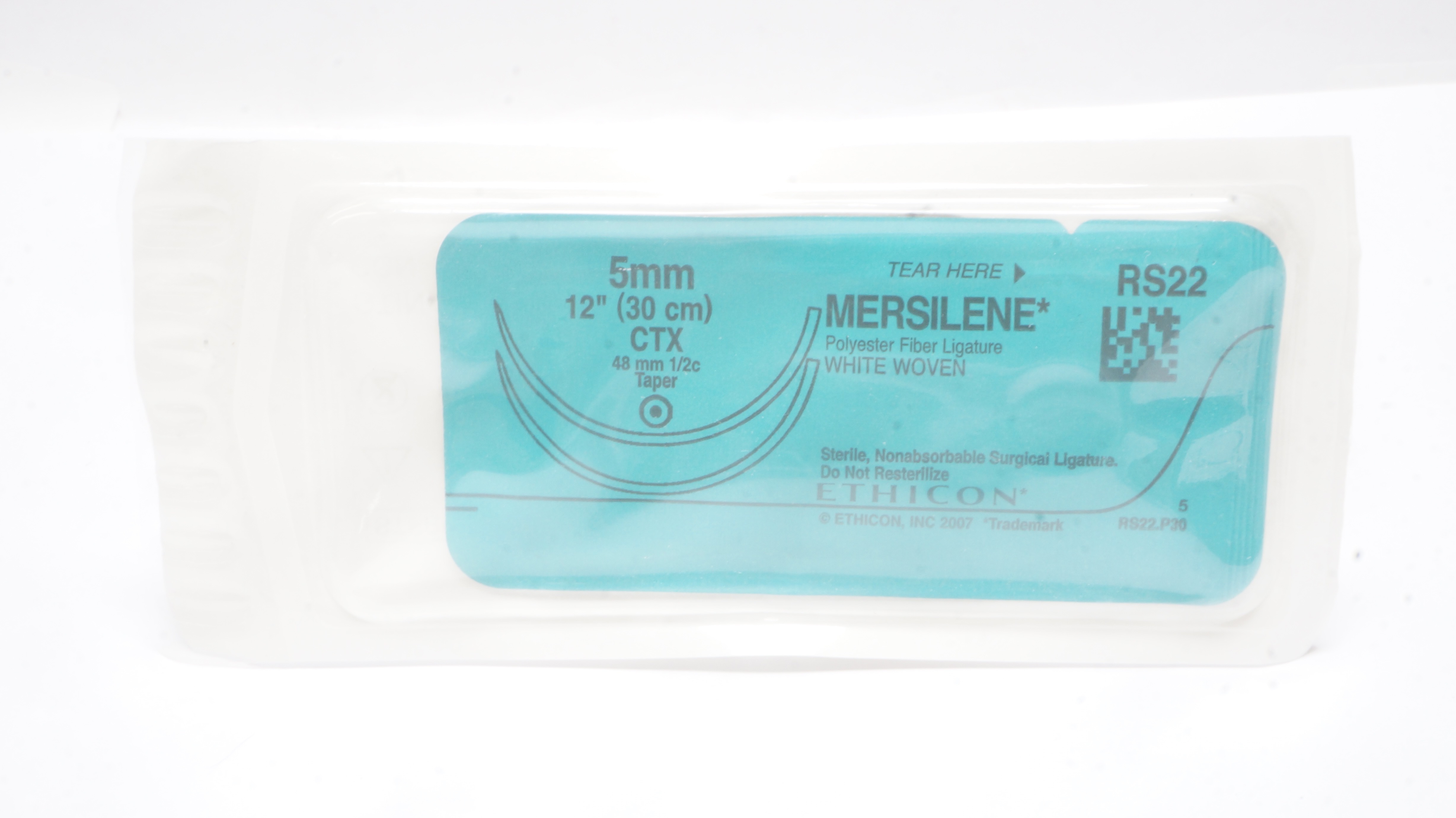 Ethicon RS22 Mersilene Polyester Fiber Ligature CTX 48mm 1/2c 12in (x)