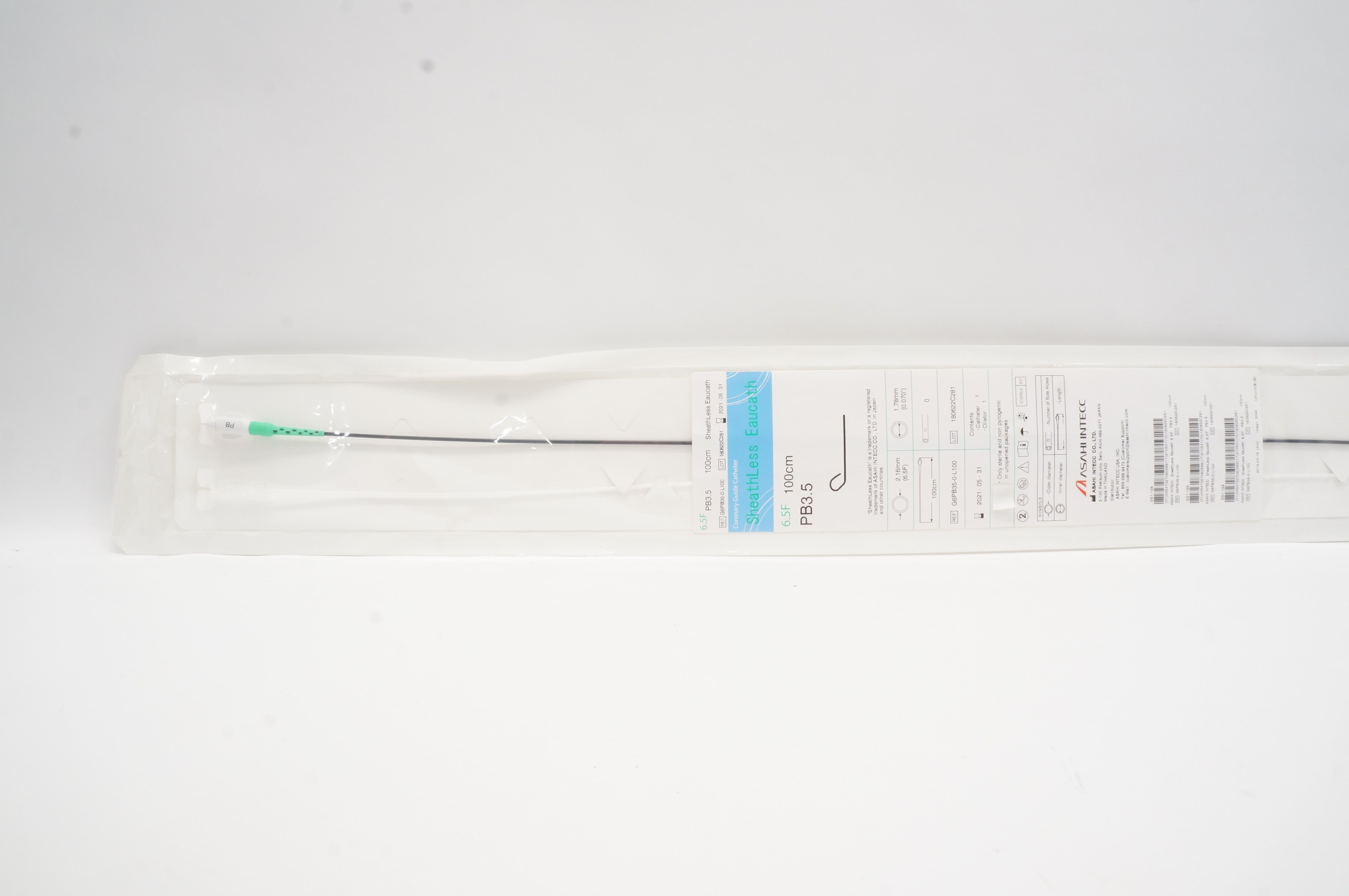 Asahi Intecc G6PB35-0-L100 SheathLess Eaucath Coronary Guide Cath 6.5F PB3.5 (x)