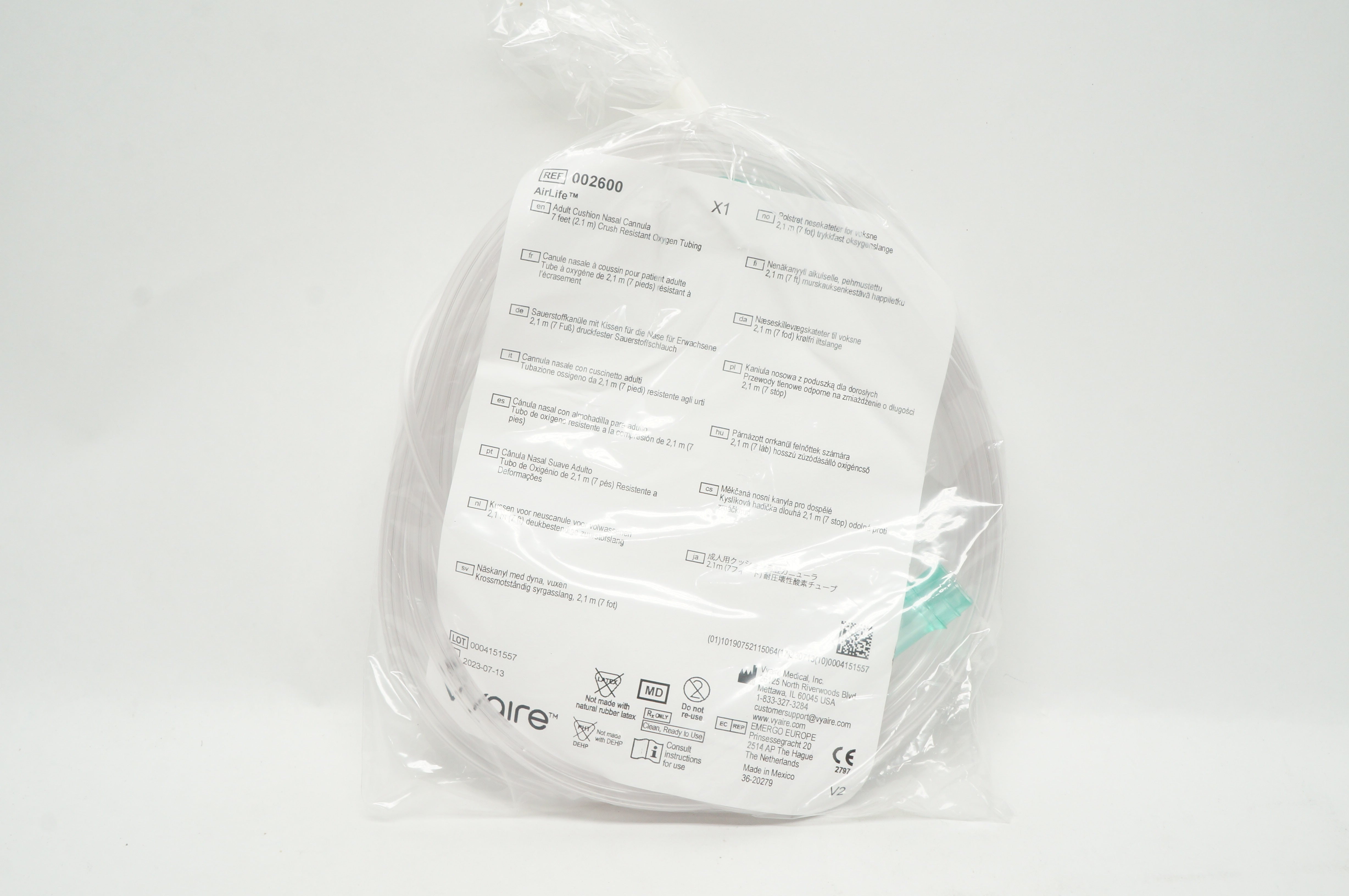 Vyaire 002600 AirLife Adult Cushion Nasal Cannula 7 feet (x)