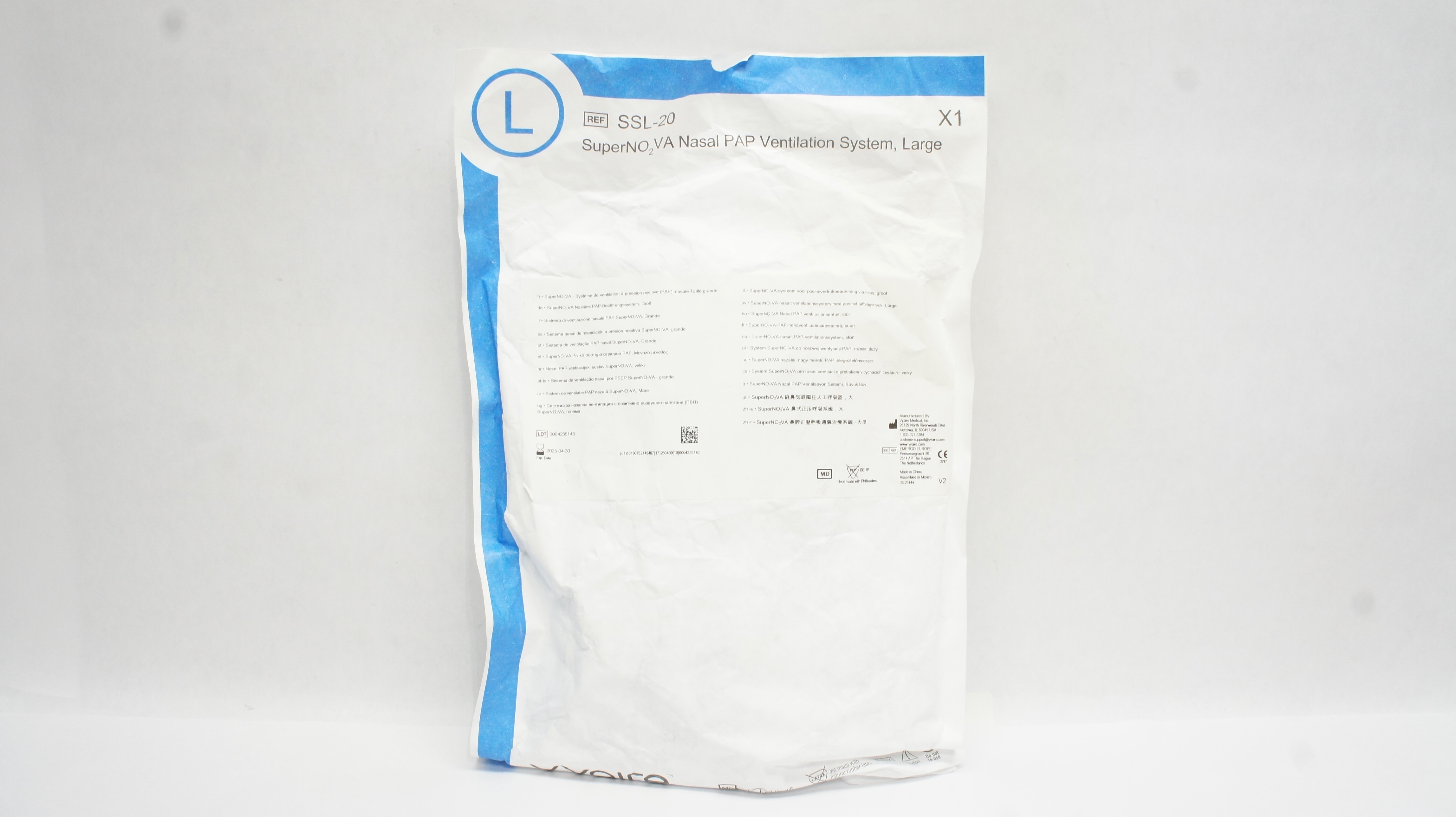 Vyaire SSL-20 SuperNO2VA Nasal PAP Ventilation System Large
