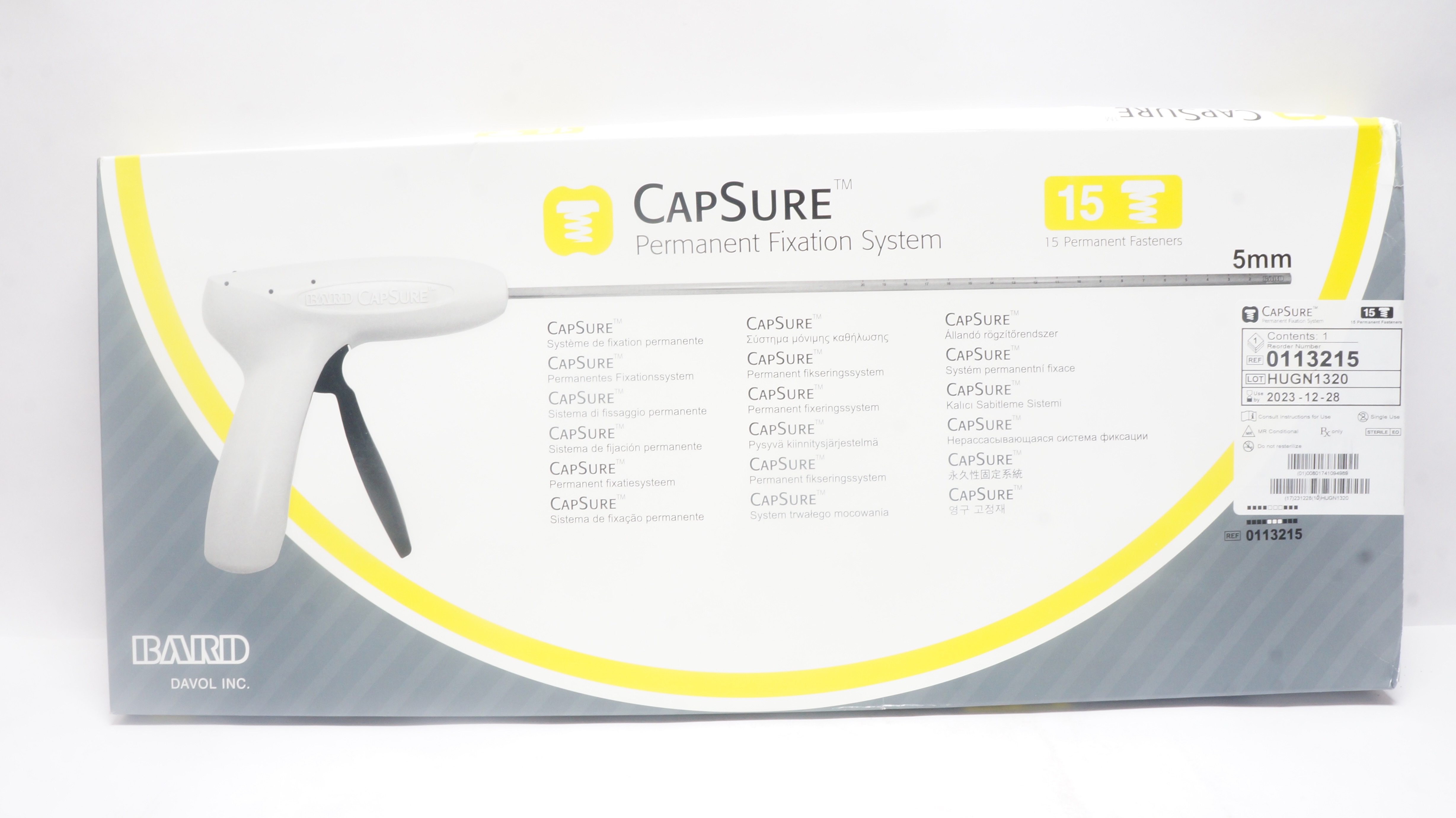 Bard 0113215 CapSure Permanent Fixation System w/15 Permanent Fasteners