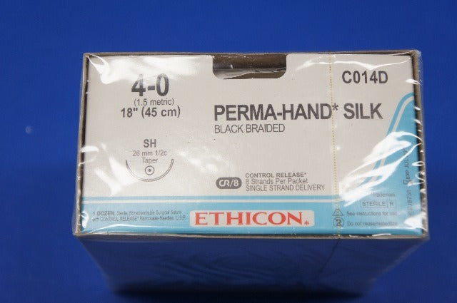 C013d Ethicon C014D PERMA-HAND, SH, Black Braided 8-18 ~ Box of 12