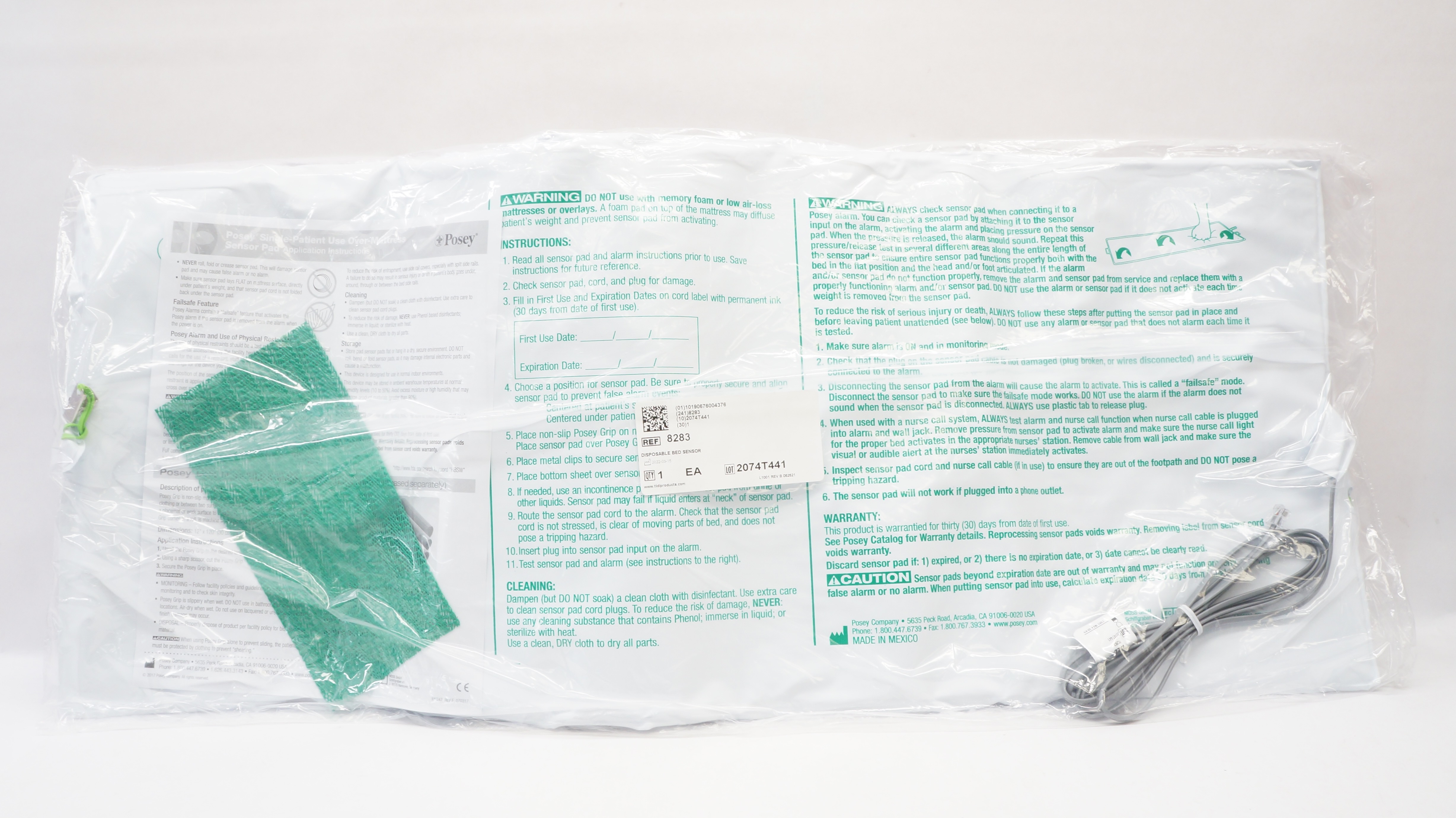 Posey 8283 Disposable Bed Sensor