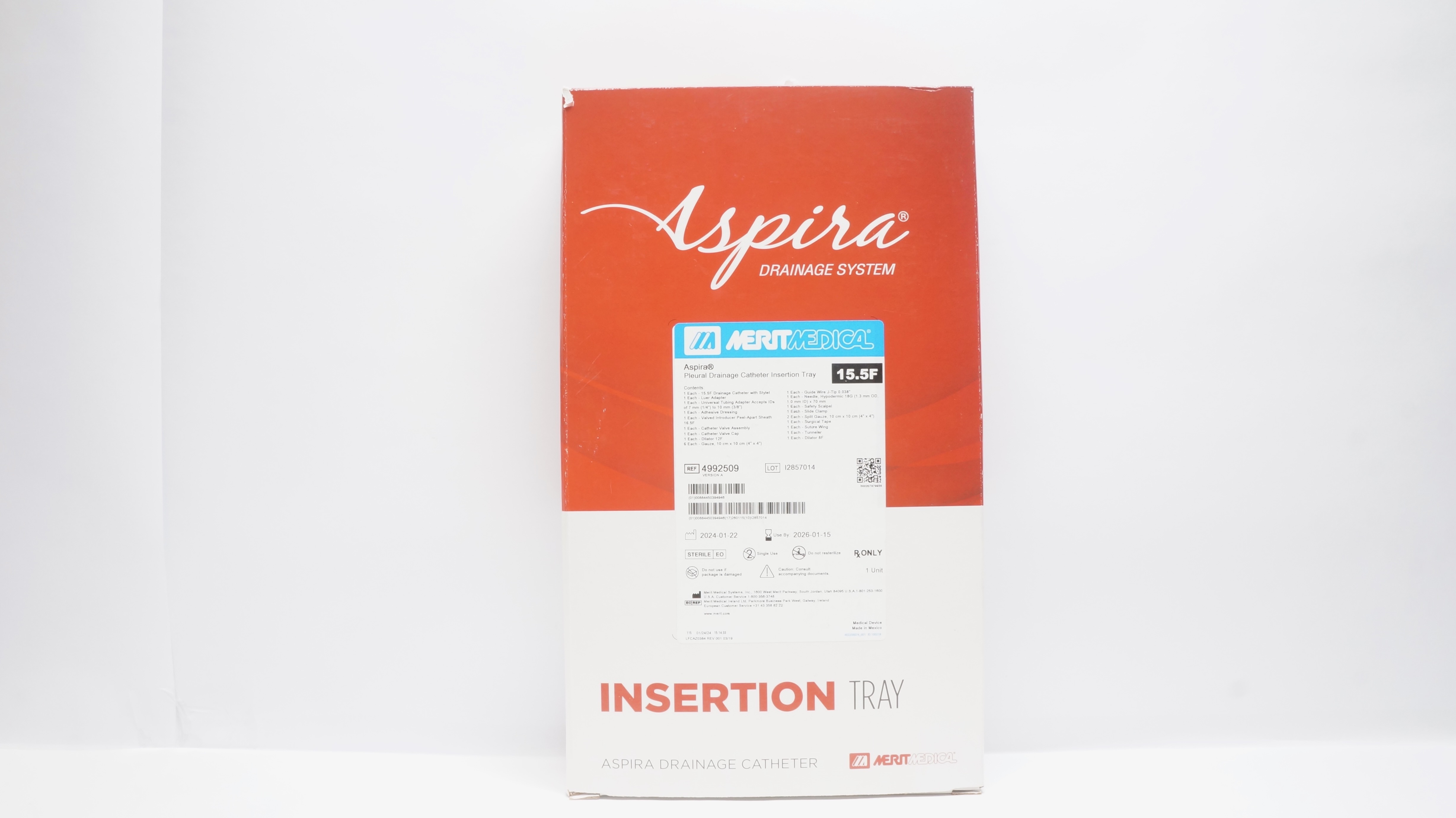 Merit Medical 4992509 Aspira Pleural Drainage Cath. Insertion Tray 15.5F