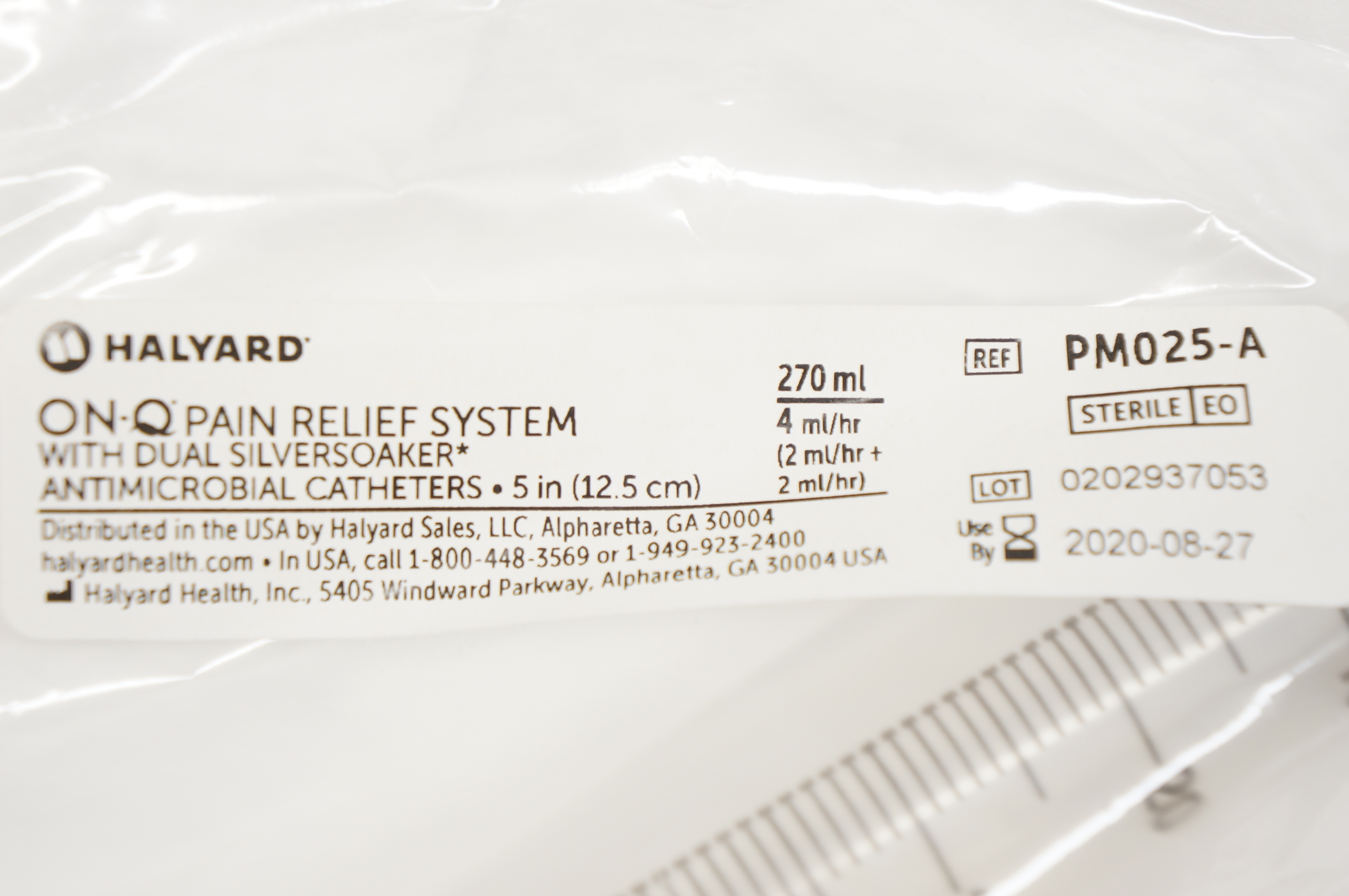 Halyard PM025-A ON-Q Pain Relief System Antimicrobial Cath 5inch 270ml (x)
