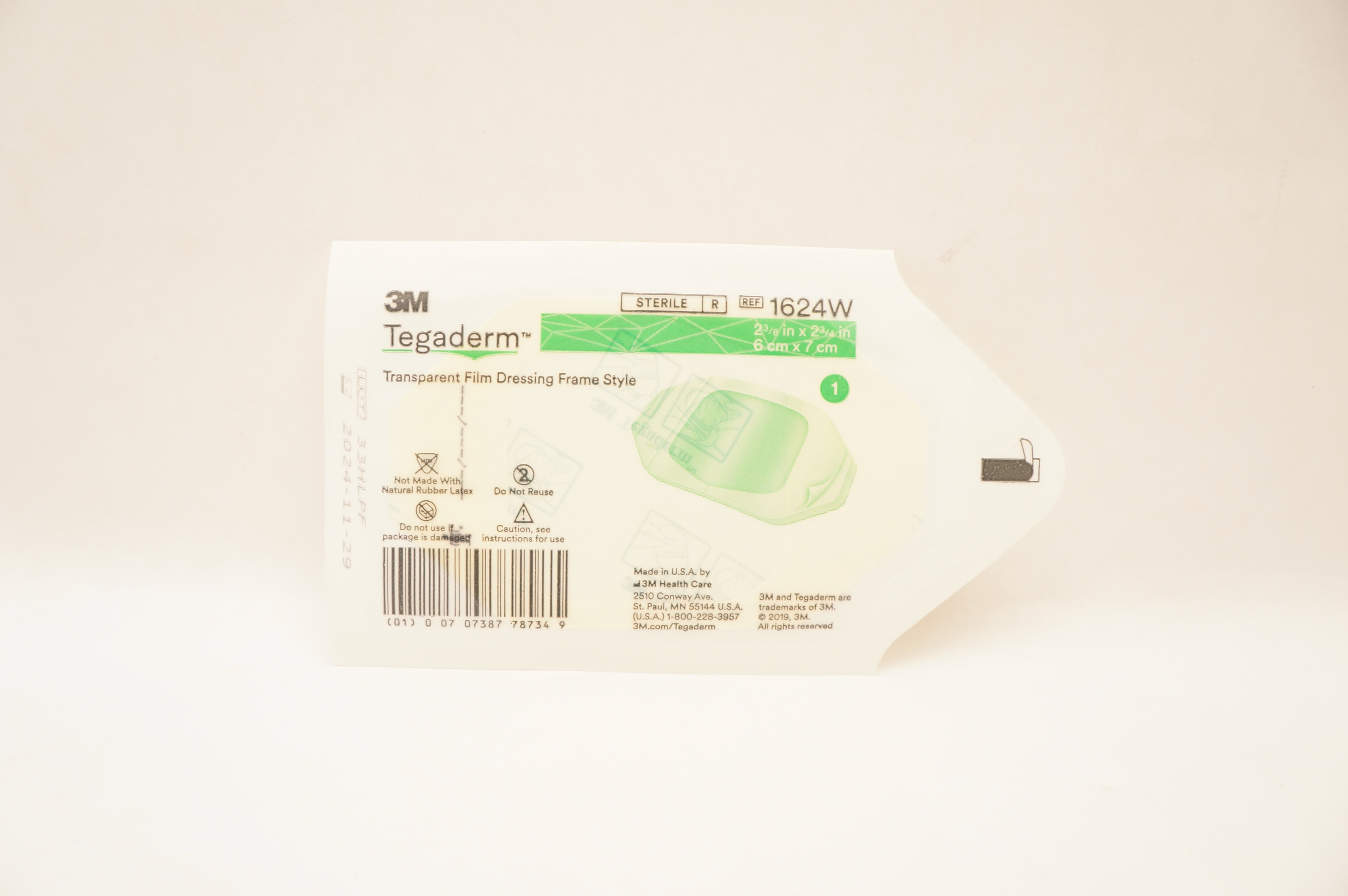 3M 1624W Tegaderm Transparent Film Dressing Frame Style 2-3/8 x 2-3/4 inch