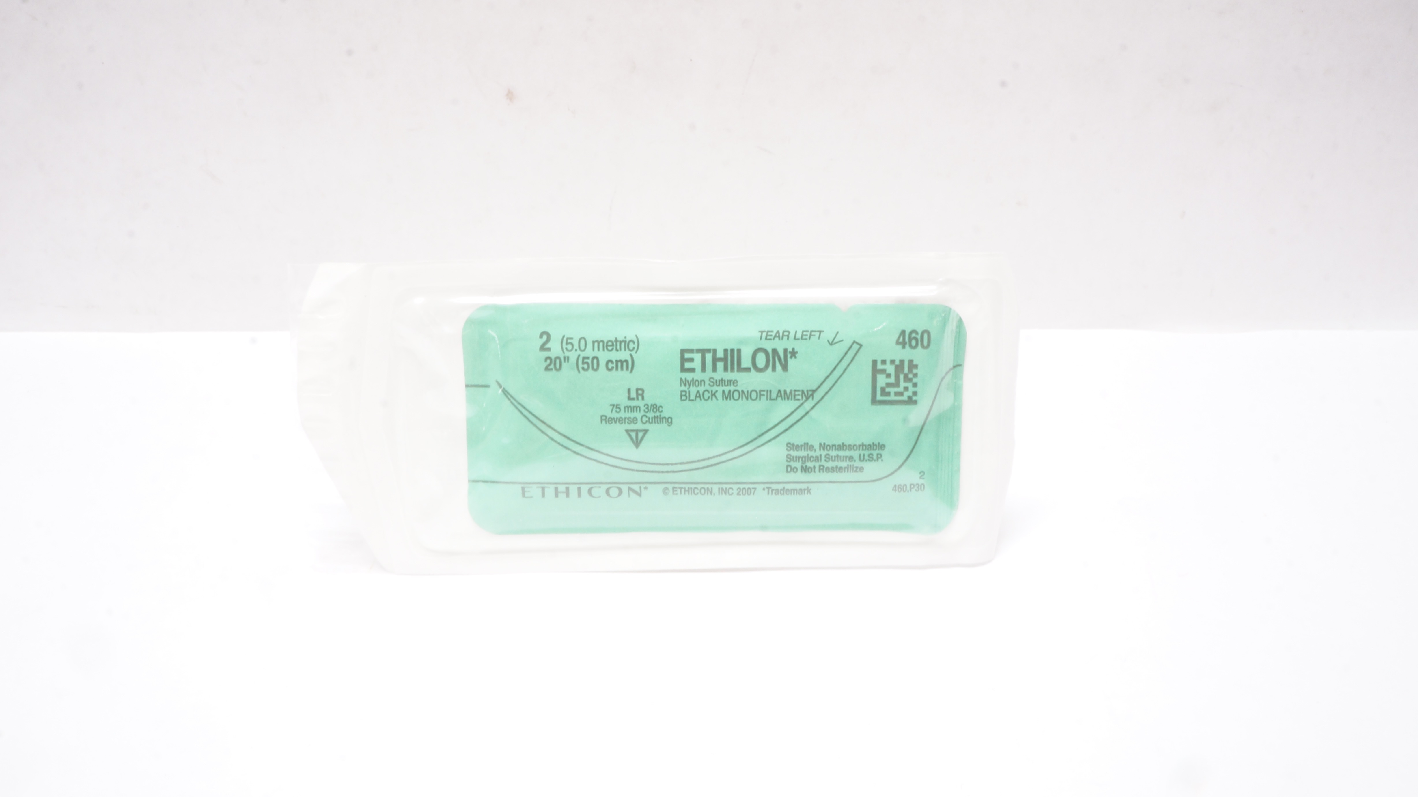 Ethicon 460 2 Ethilon Nylon Reverse Cutting LR 75mm 3/8C,  20inch