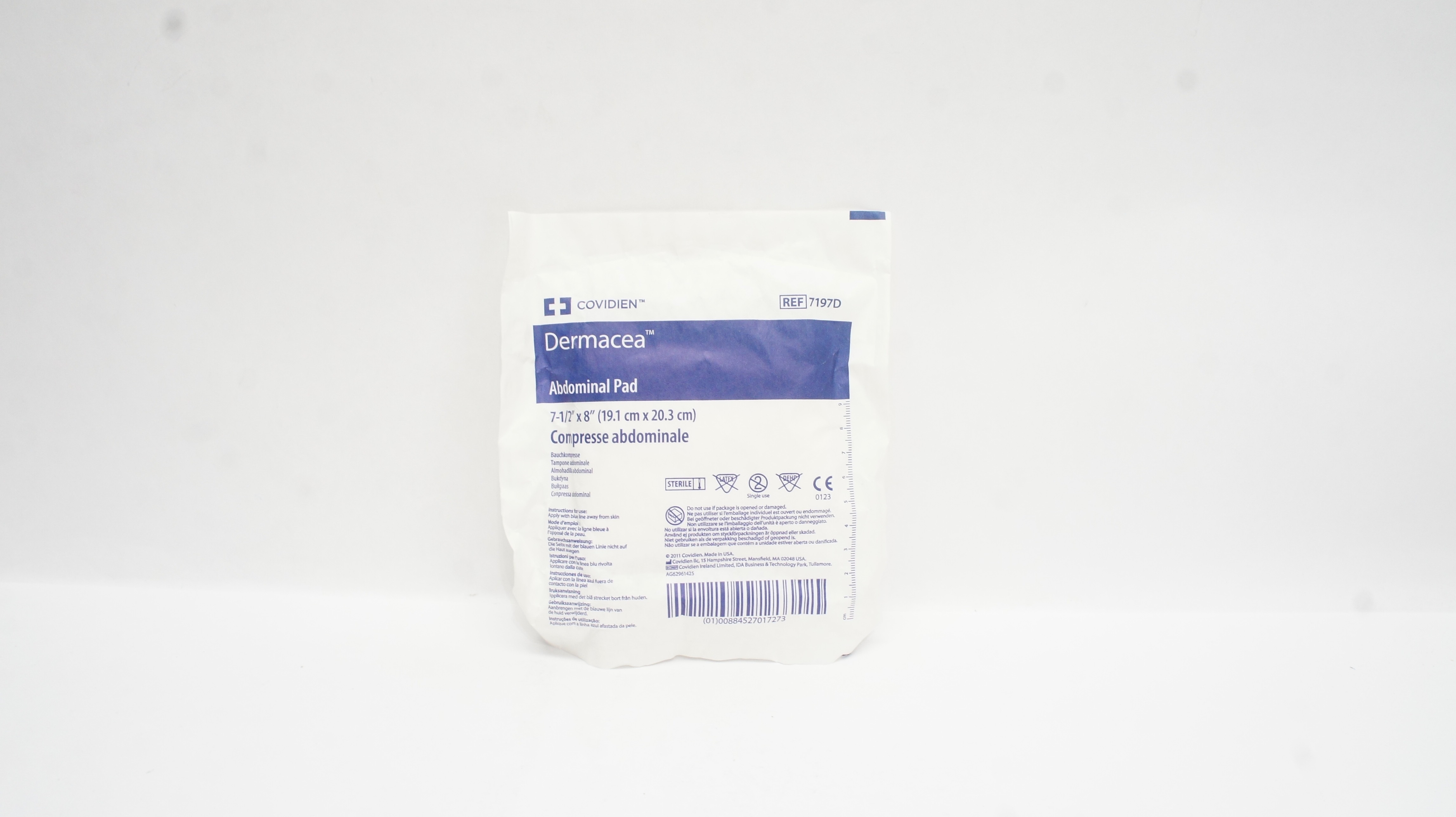 Covidien 7197D Dermacea Abdominal Pad 7-1/2Inch x 8Inch