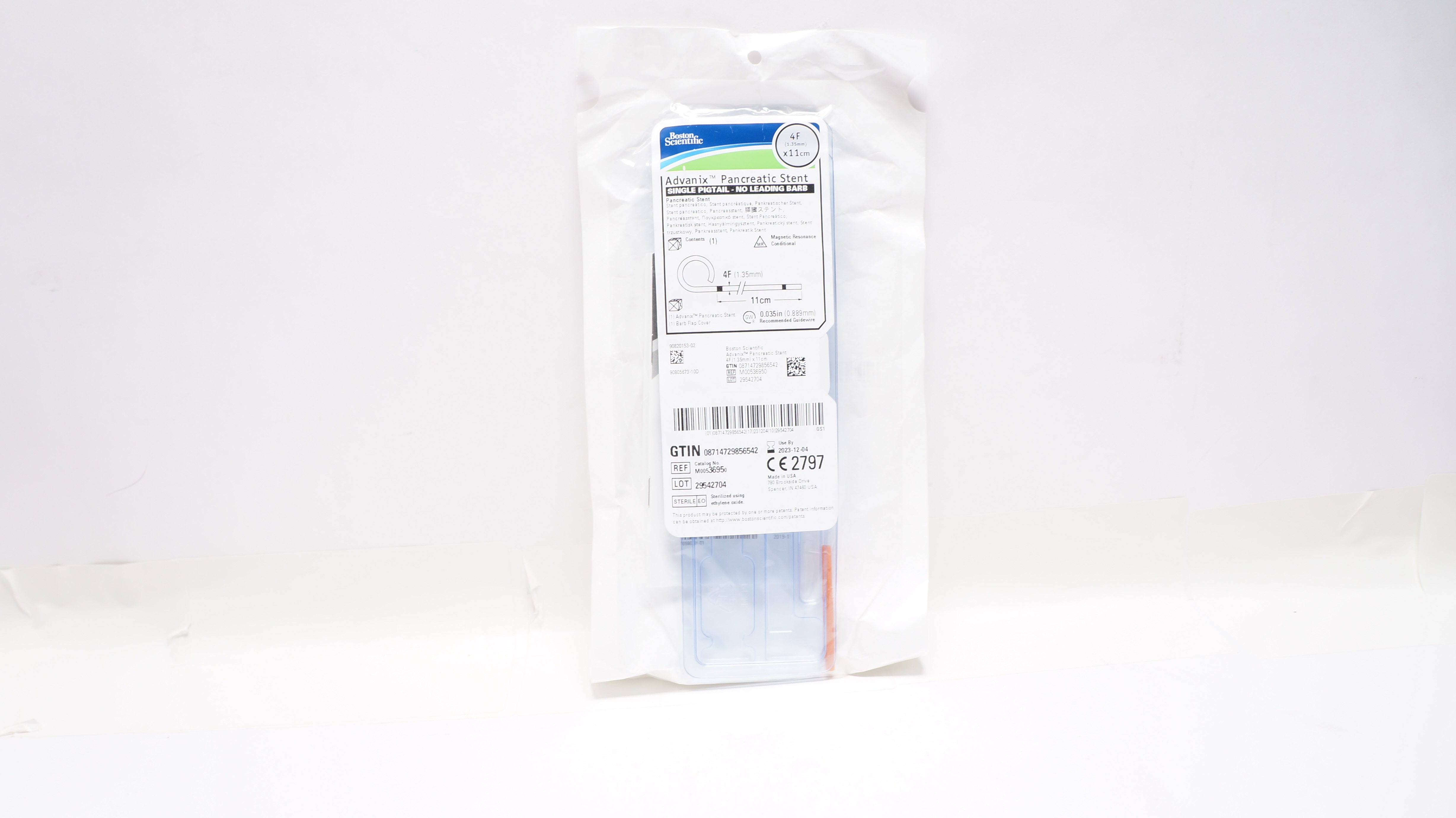 Boston Scientific M00536950 Advanix Single Pigtail Pancreatic Stnt 4F x 11cm (x)