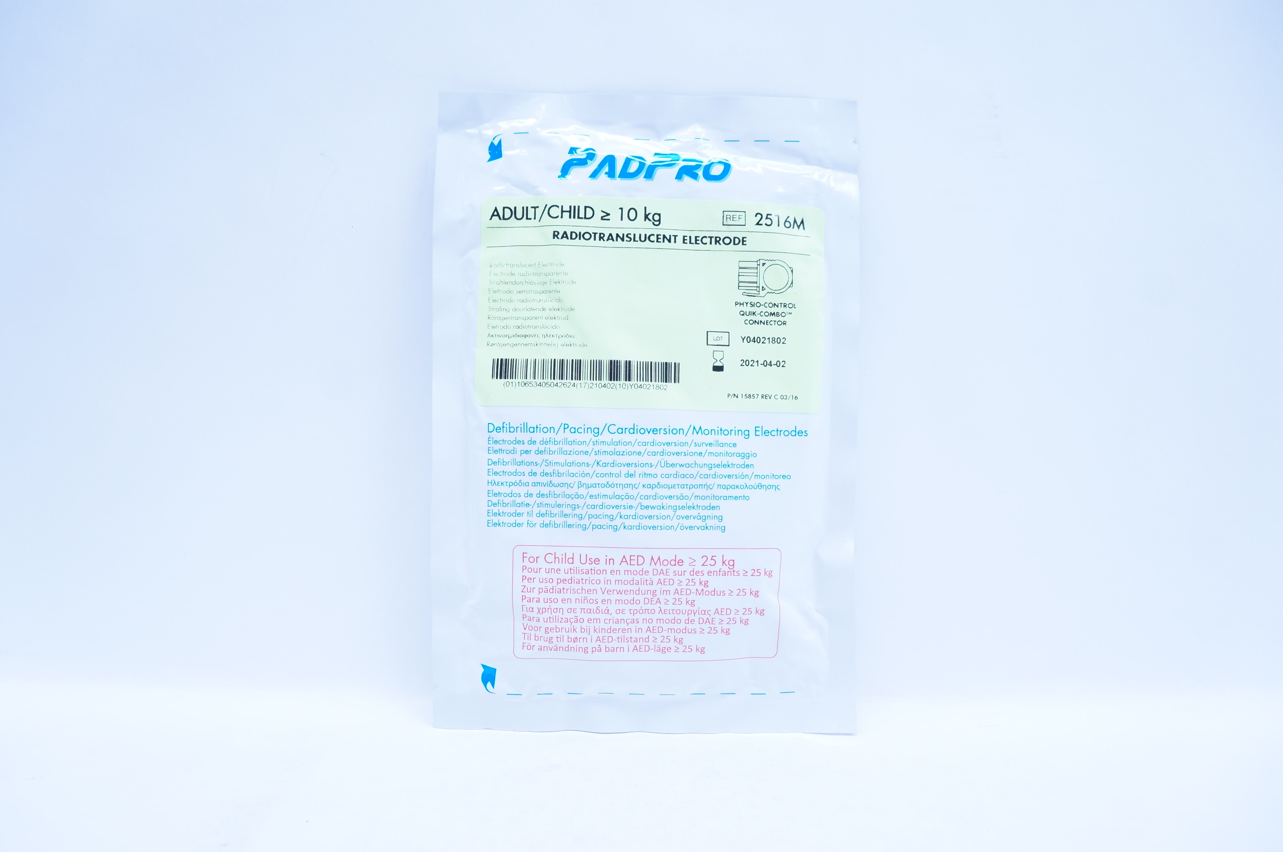 Conmed 2516M PadPro Radiotranslucent Electrode Adult/Child  ≥10 kg (x)