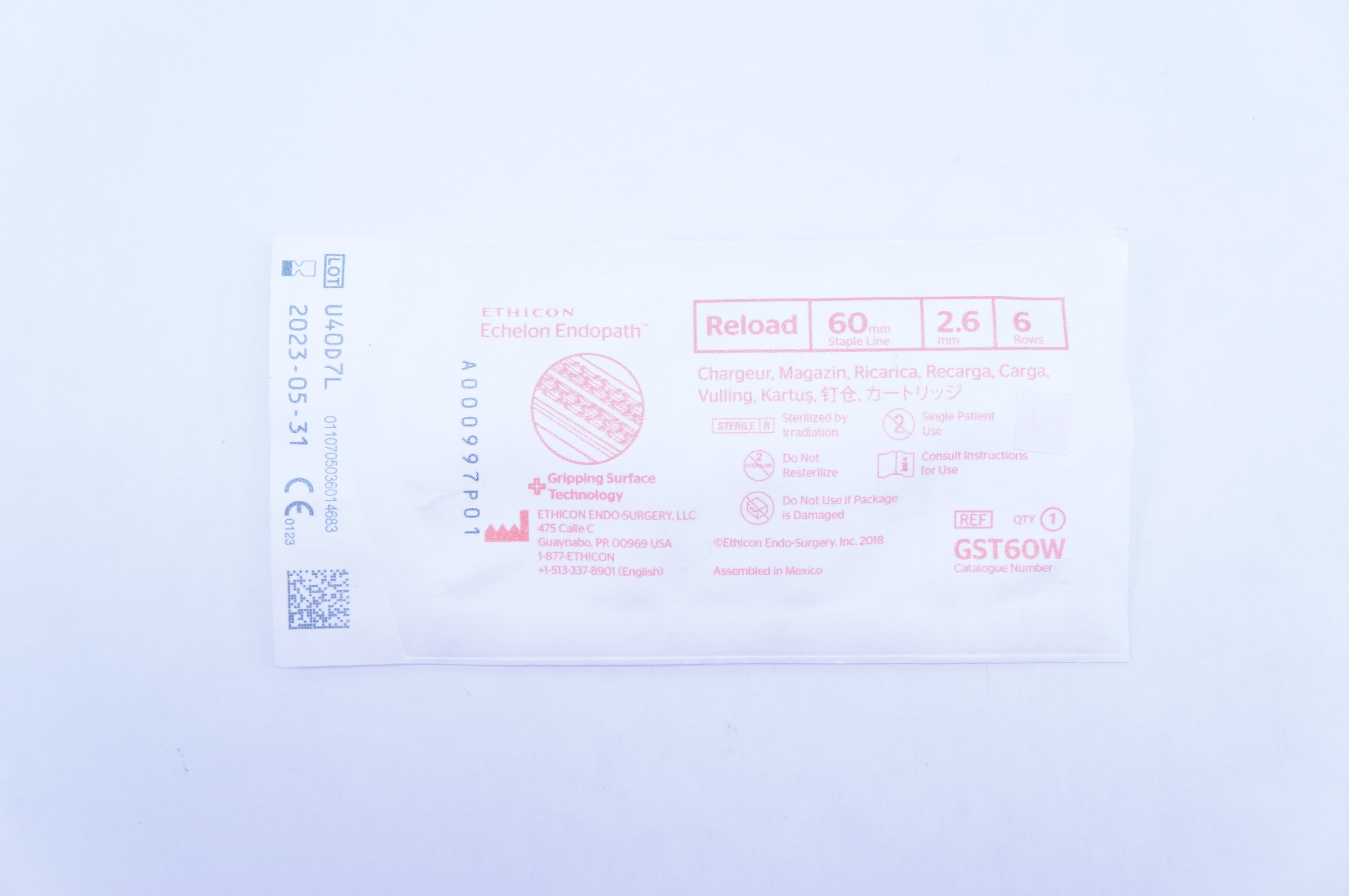 Ethicon GST60W Echelon Endopath Reload 60mm Staple Line, 2.6mm 6 Rows (x)