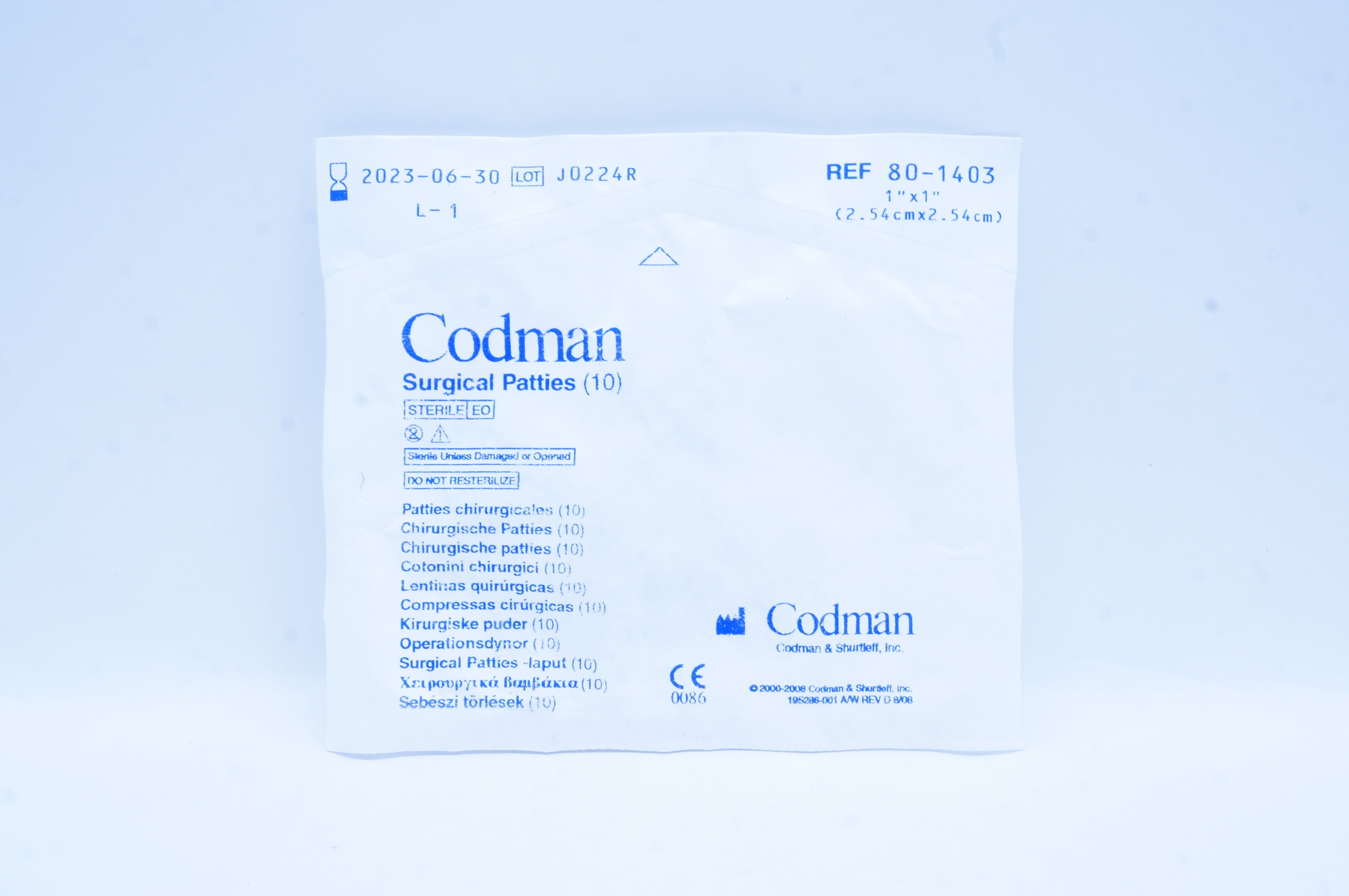 Codman 80-1403 Surgical Patties 1 inch x 1 inch