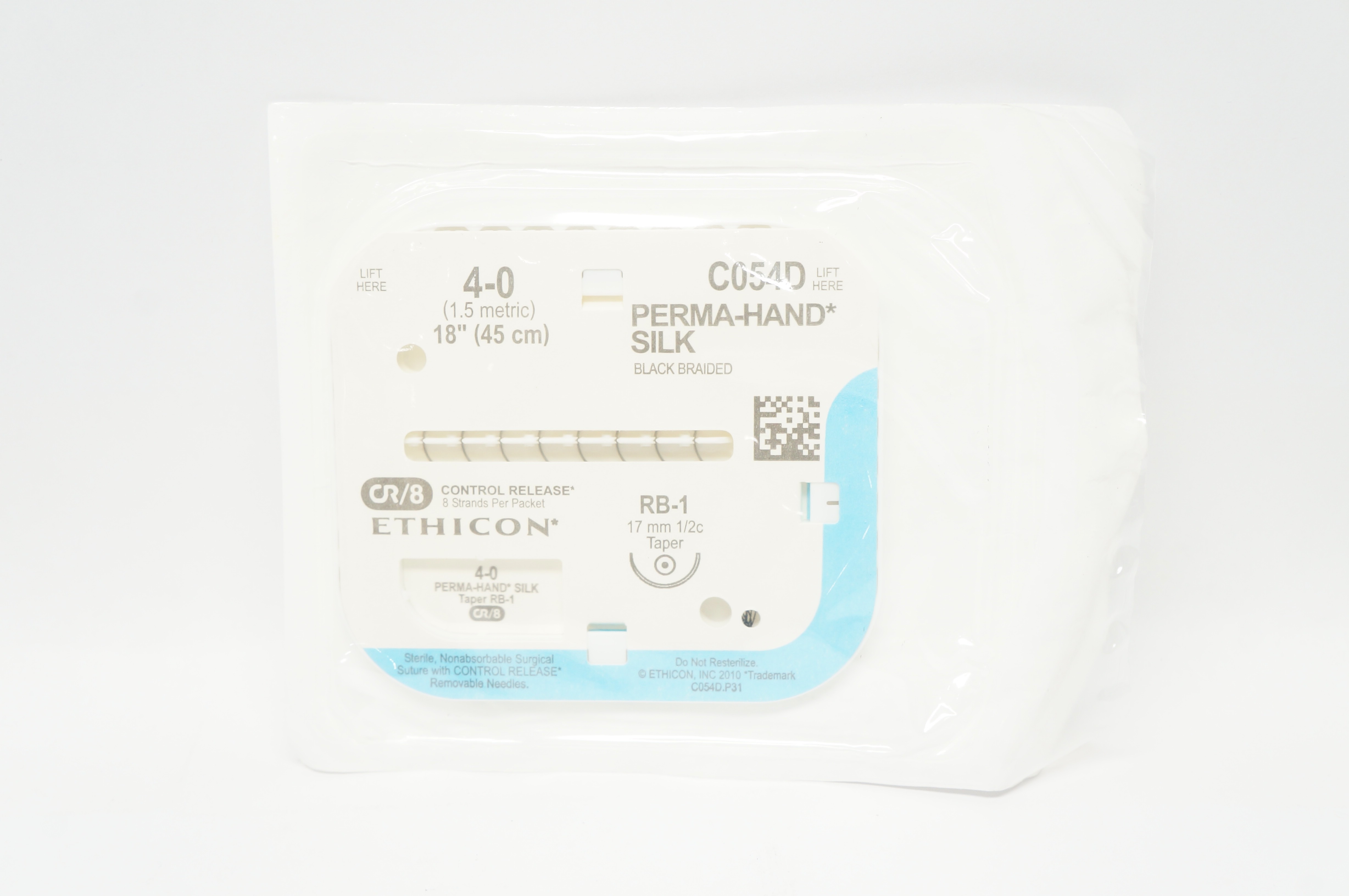 Ethicon C054D 4-0 PERMA-HAND SILK RB-1 17mm 1/2c Taper, 18inch