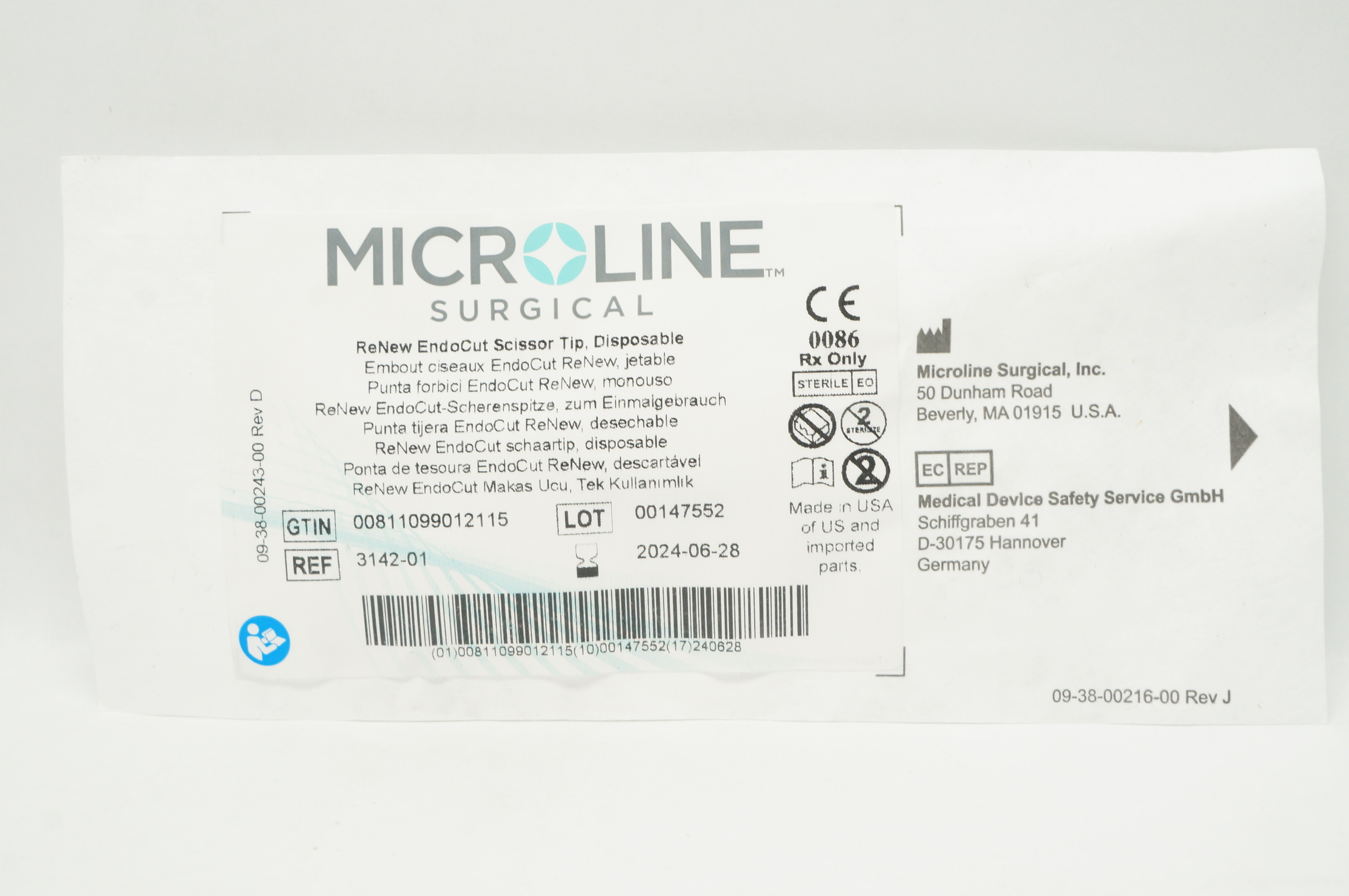Microline Surgical 3142-01 ReNew EndoCut Scissor Tip, Disposable