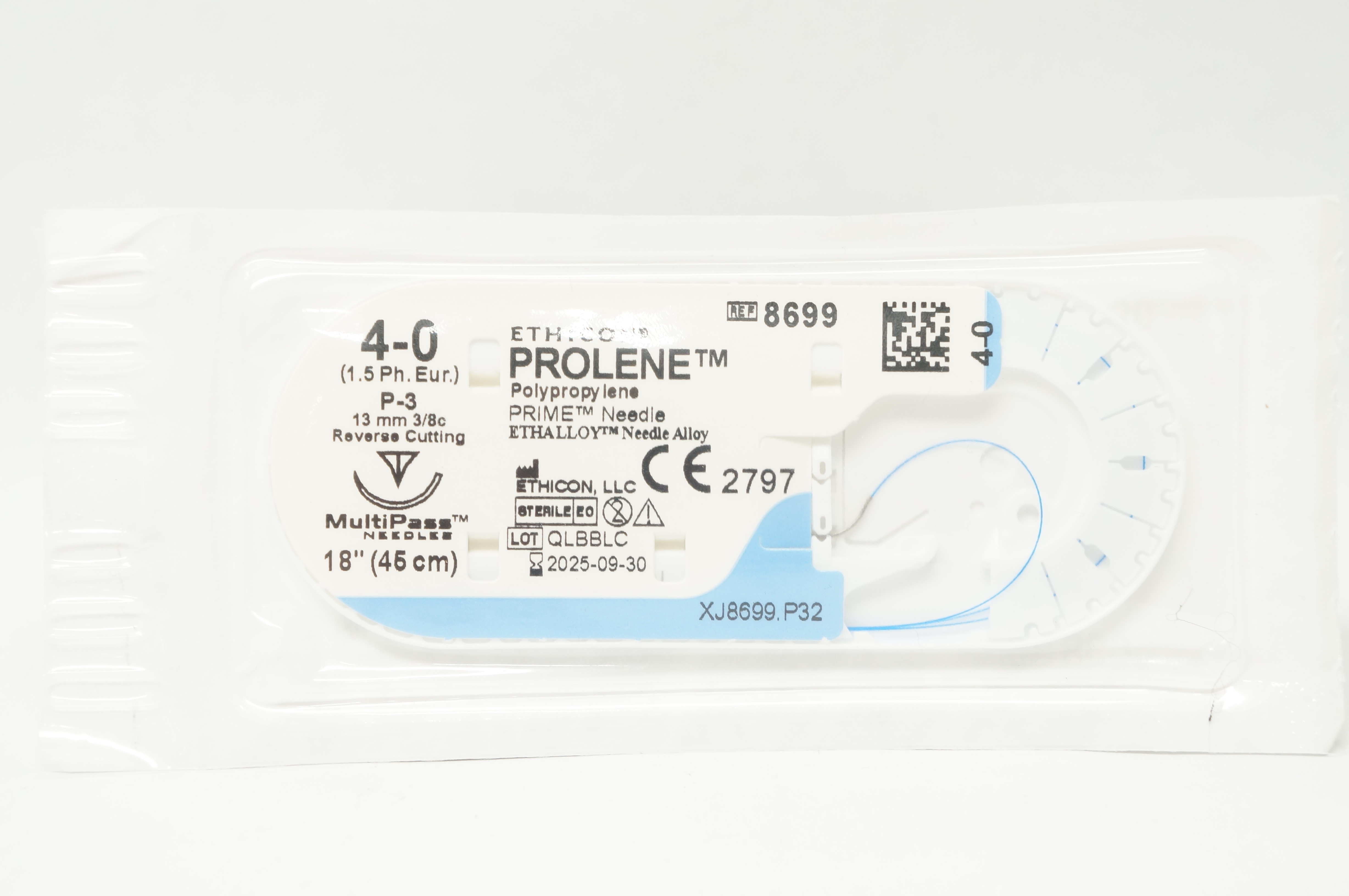 Ethicon 8699 4-0 PROLENE P-3 13mm 3/8c Reverse Cutting 18inch