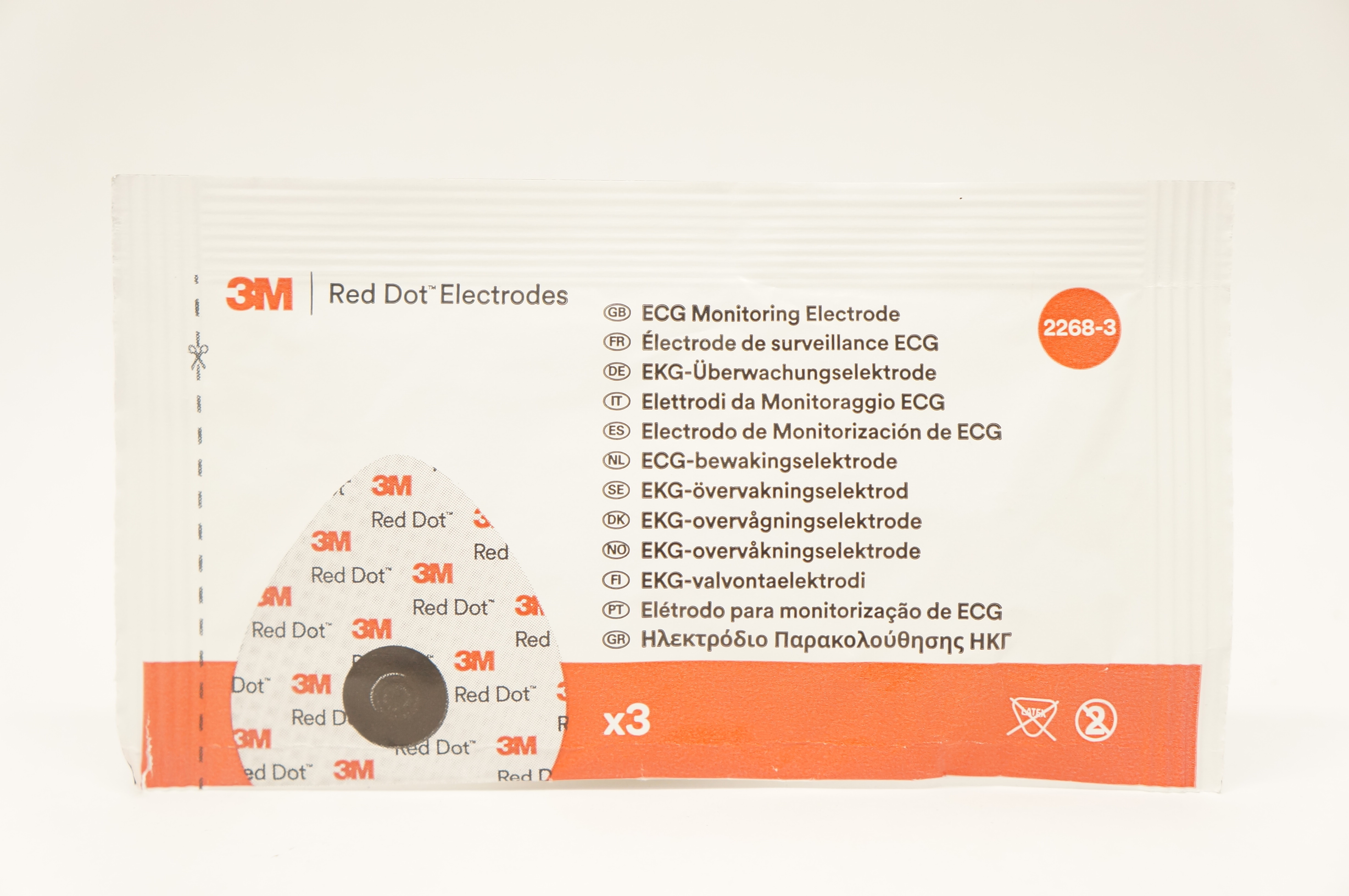 3M 2268-3 Red Dot ECG Monitoring Electrode (x) - Pack of 3