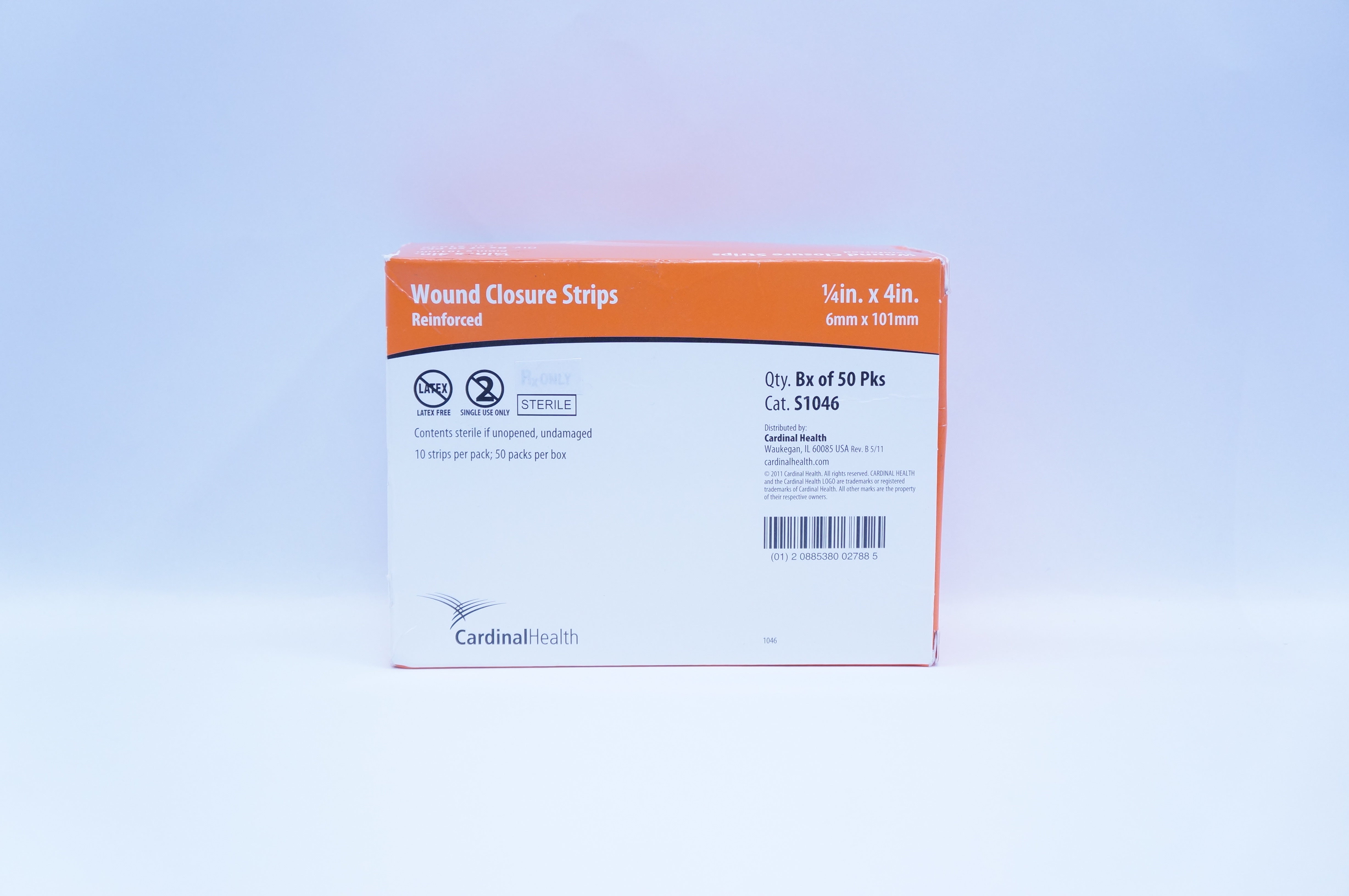 Cardinal Health S1046 Wound Closur Strips Reinforced 1/4 x 4inch - Box of 50