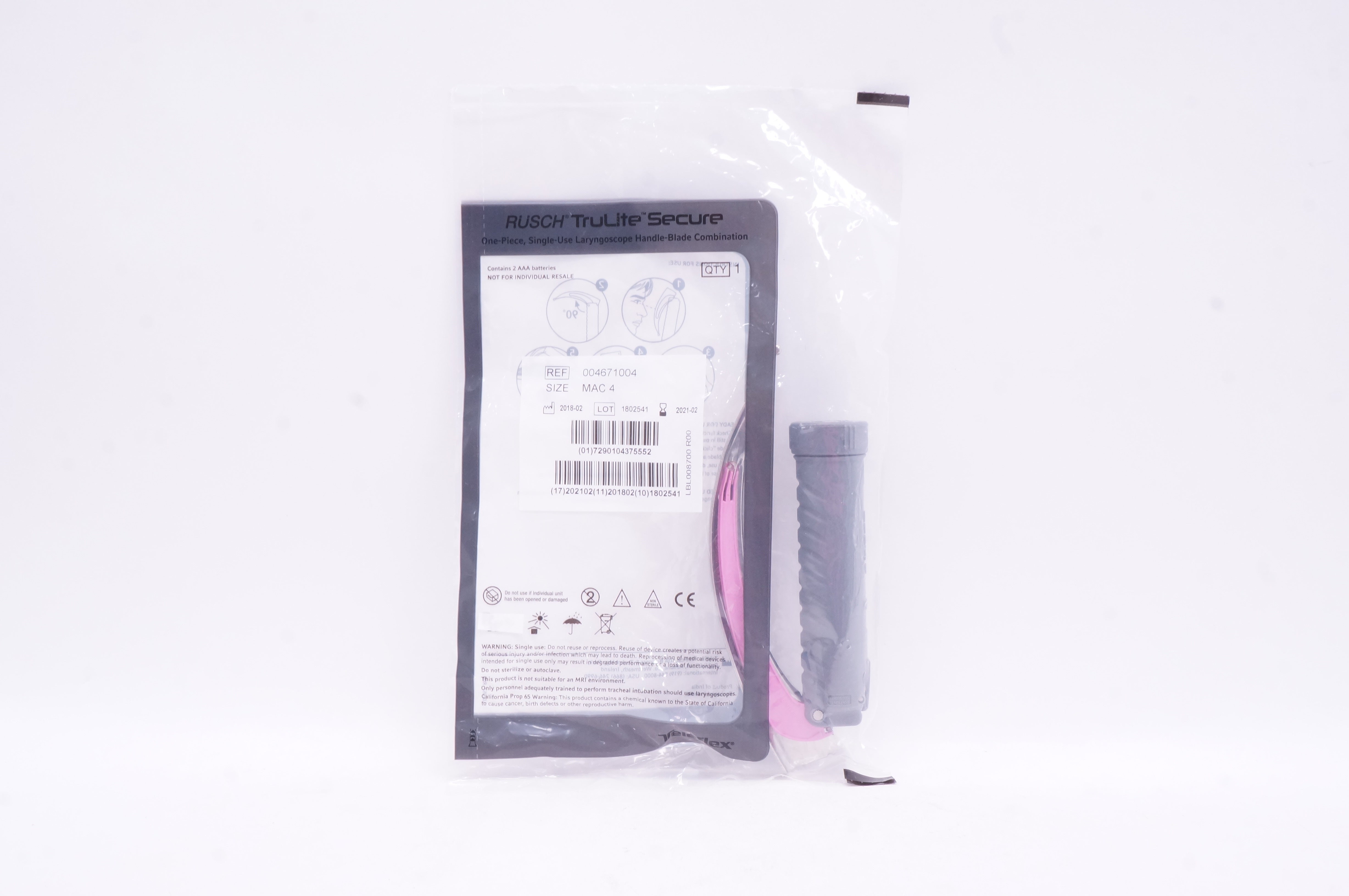 Teleflex 004671004 TruLite Secure Laryngoscope Handle-Blade Combination MAC4 (x)