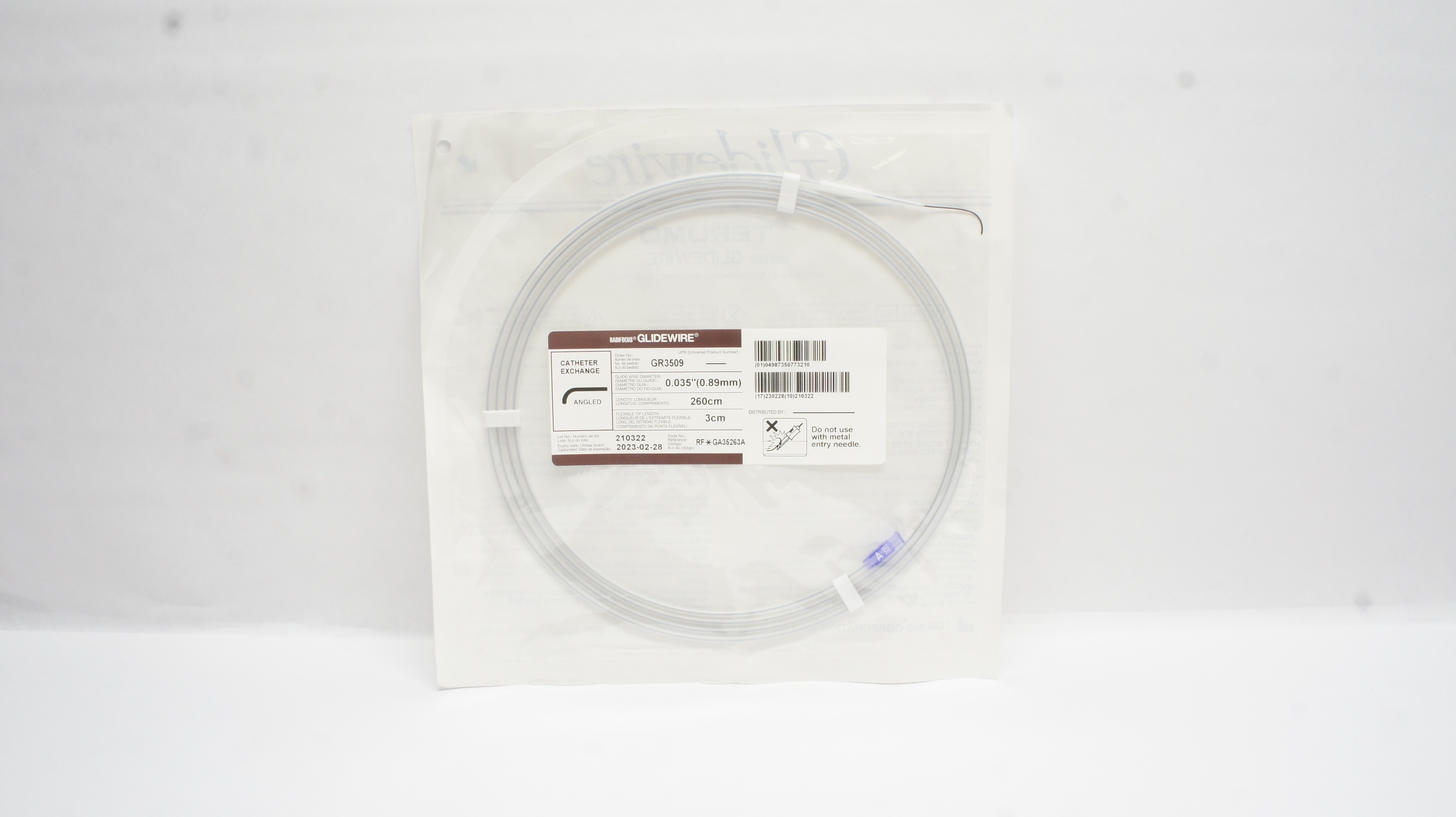 Terumo RF*GA35263A Radifocus GlideWire Cath. Exchange 0.035inch x 260cm x 3cm(x)