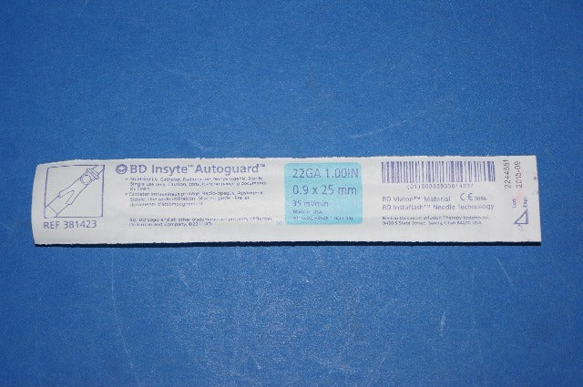 BD 381423 Insyte Autoguard Shielded I.V. Cath. 22Ga 1inch 35ml (x)