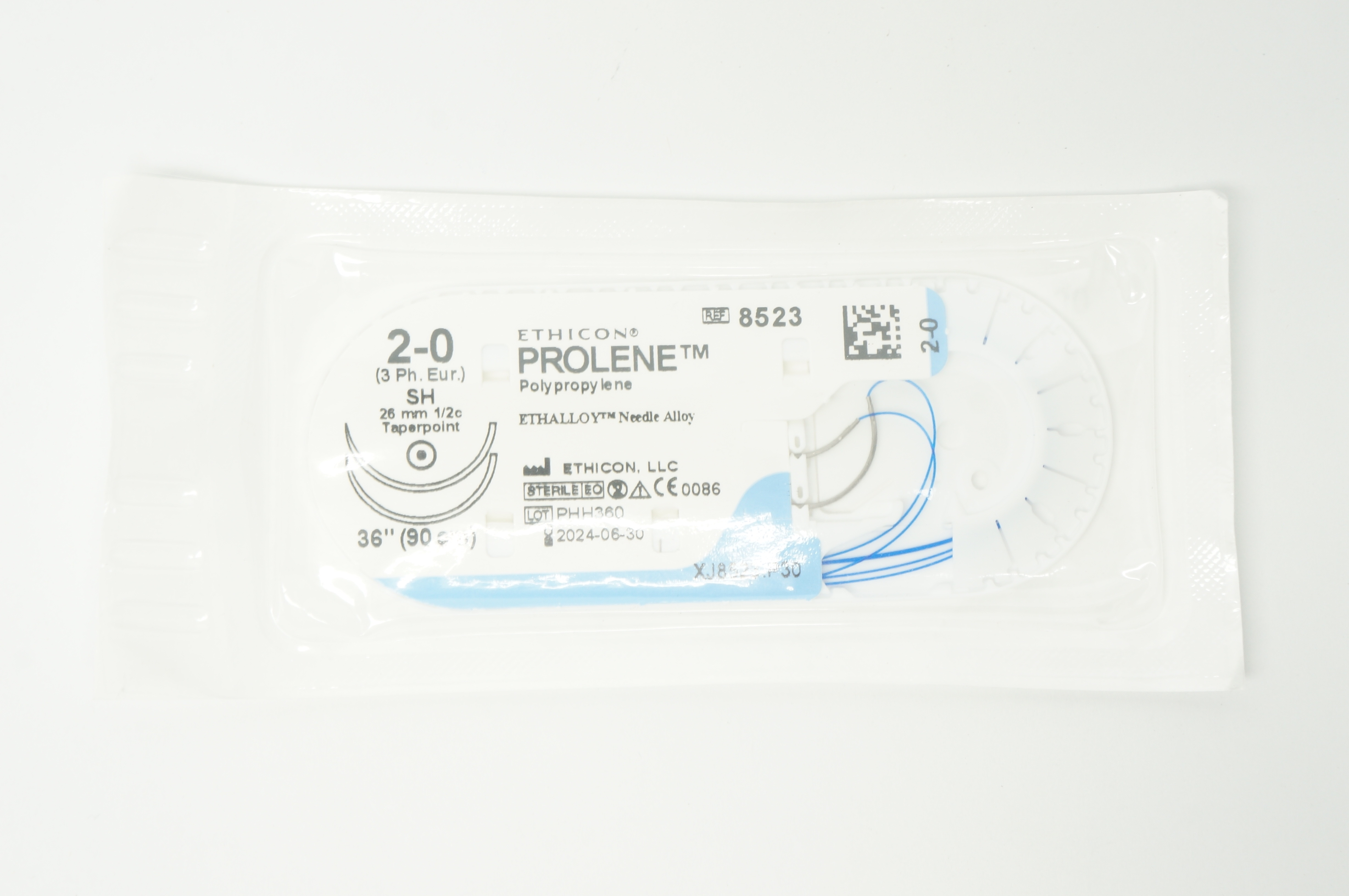 Ethicon 8523 2-0 PROLENE, SH, 26mm 1/2c Taperpoint, 36inch