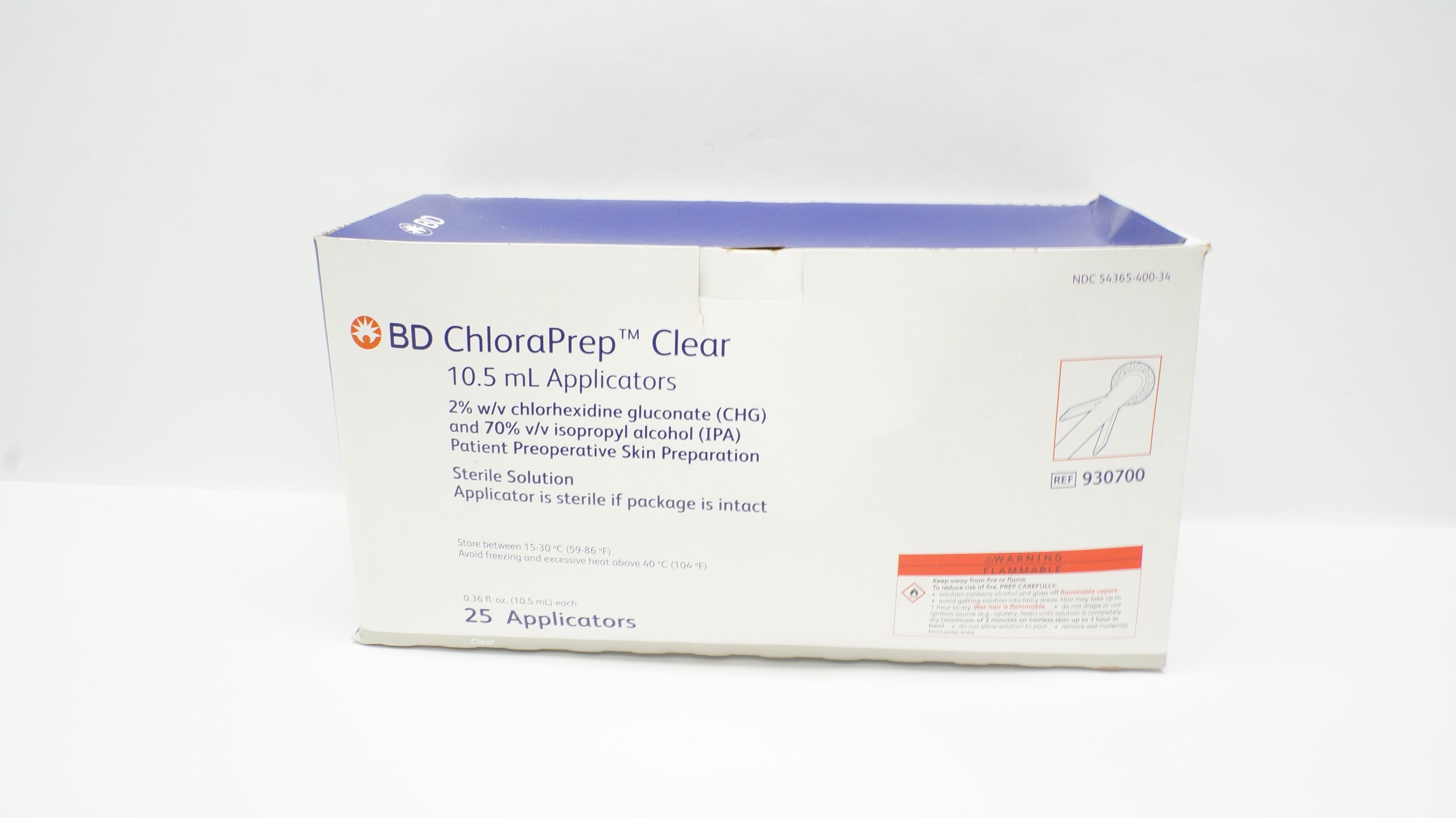 BD 930700 ChloraPrep Clear 10.5ml Applicators - Box of 24