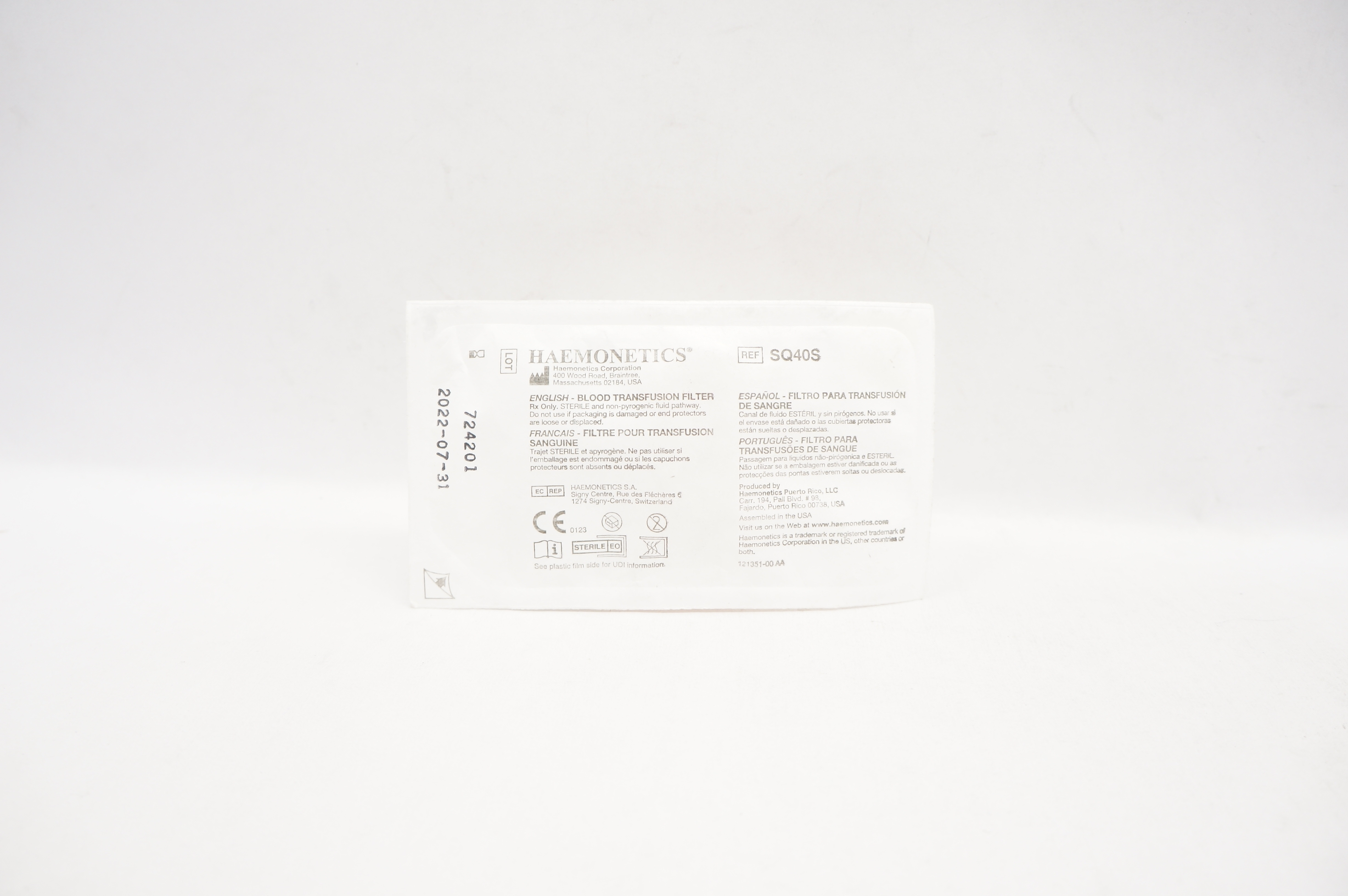 Haemonetics SQ40S Blood Transfusion Filter (x)