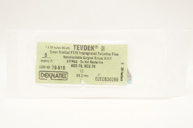 Deknatel 79-518 Tevdek II 5 Green Braided Stre 89.2mm 36inch