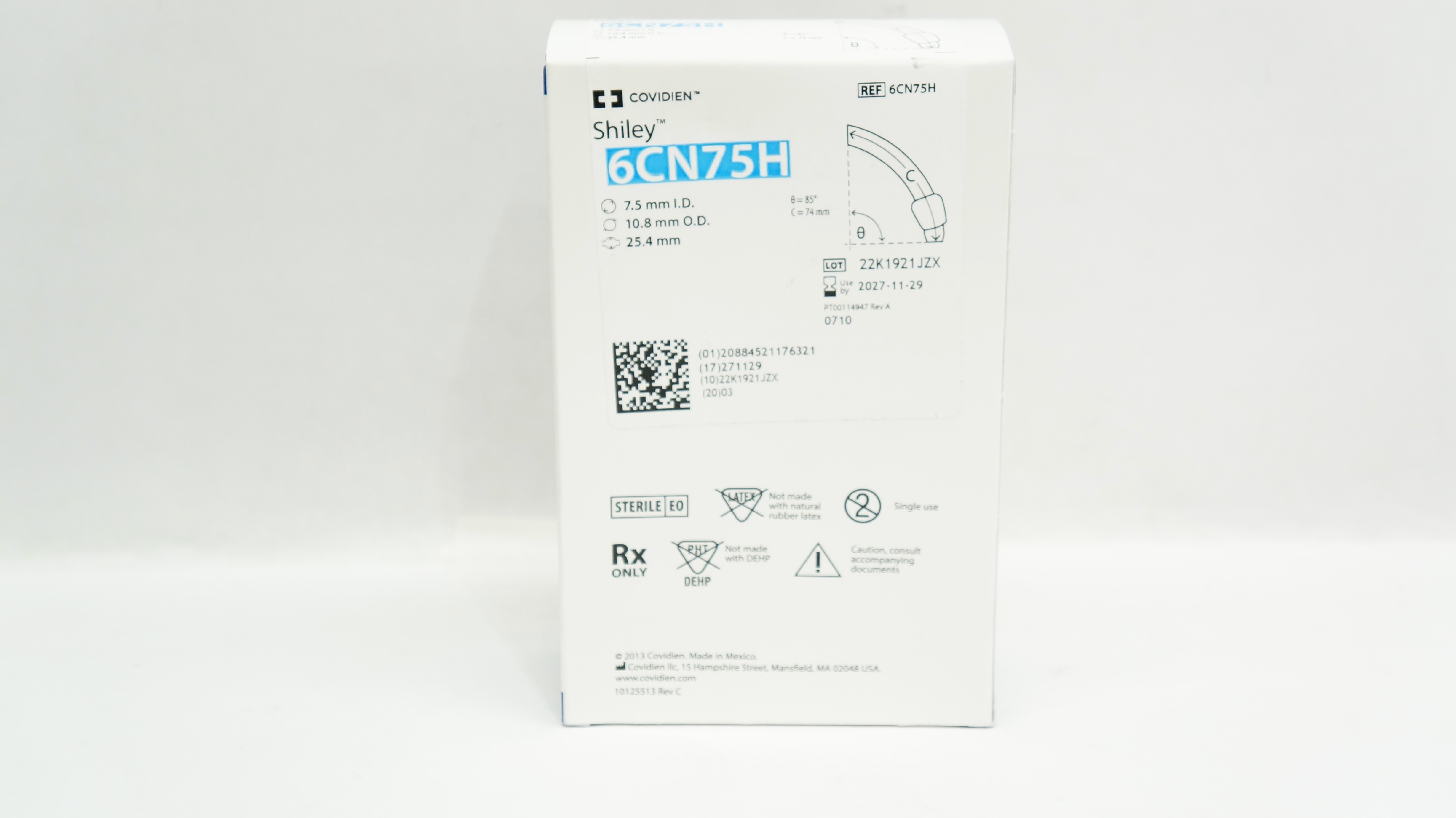 Covidien 6CN75H Shiley Adult Flexible Tracheostomy Tube 7.5ID x