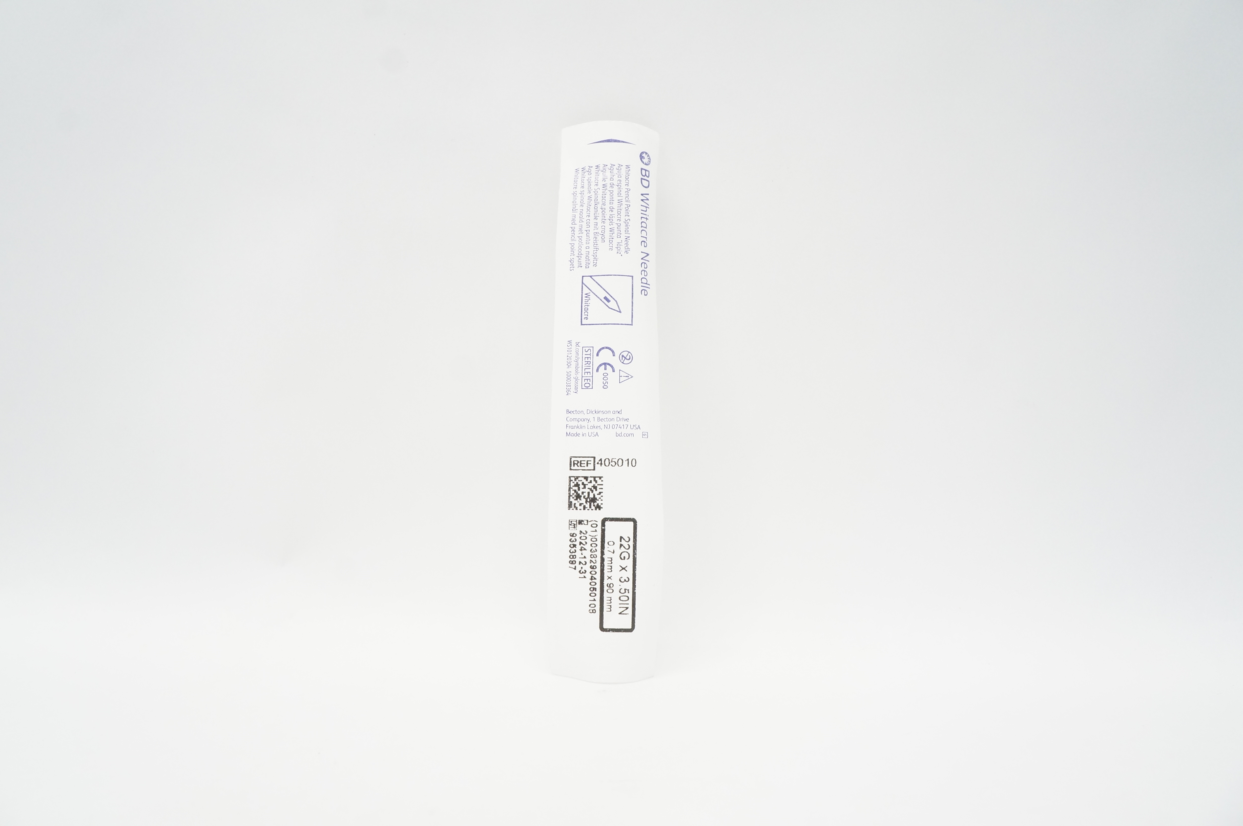 BD 405010 Whitacre Needle 22Ga x 3.50inch