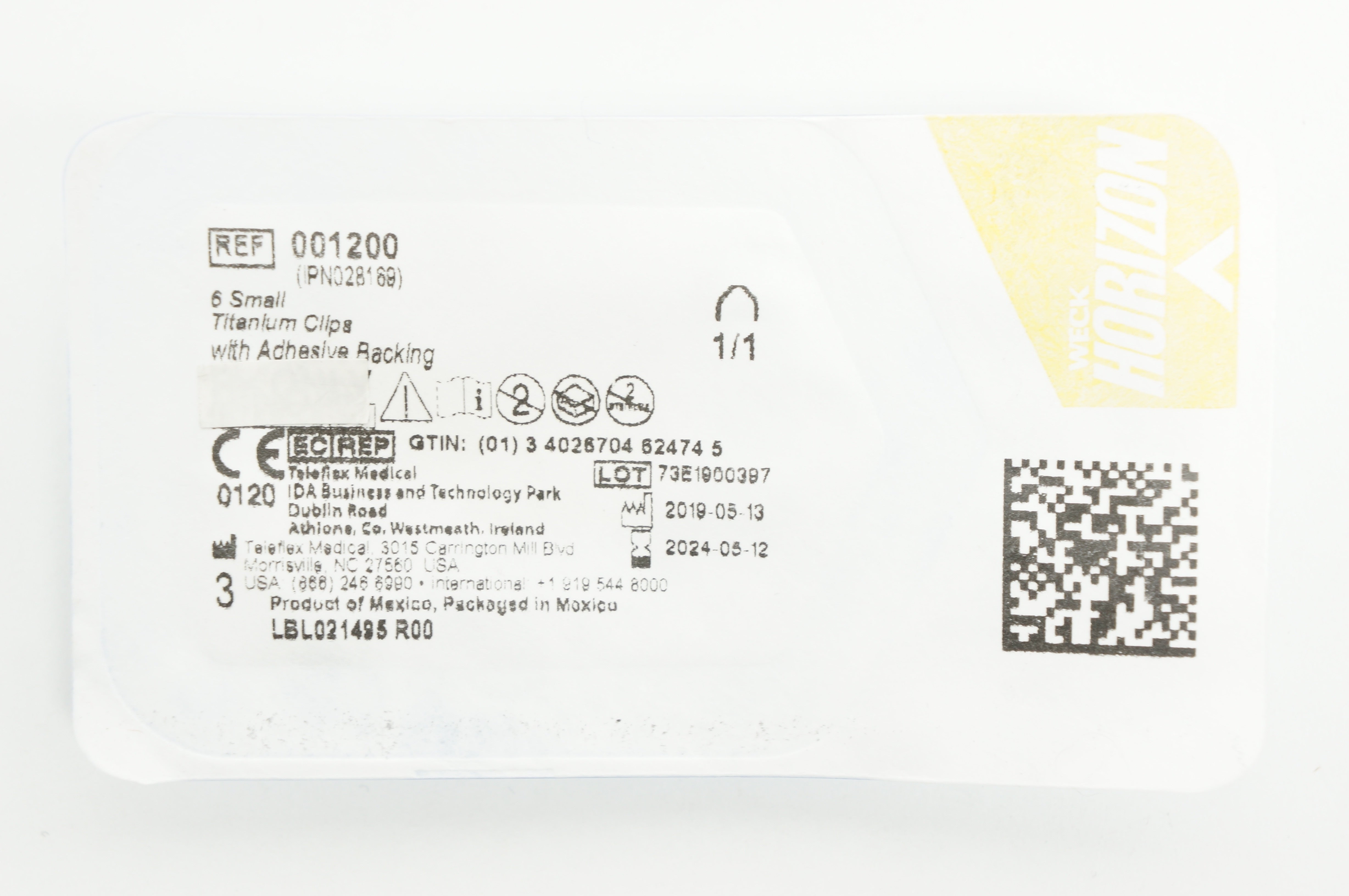 Teleflex 001200 Weck Horizon 6 Small Titanium Clips with Adhesive Backing 1/1(x)