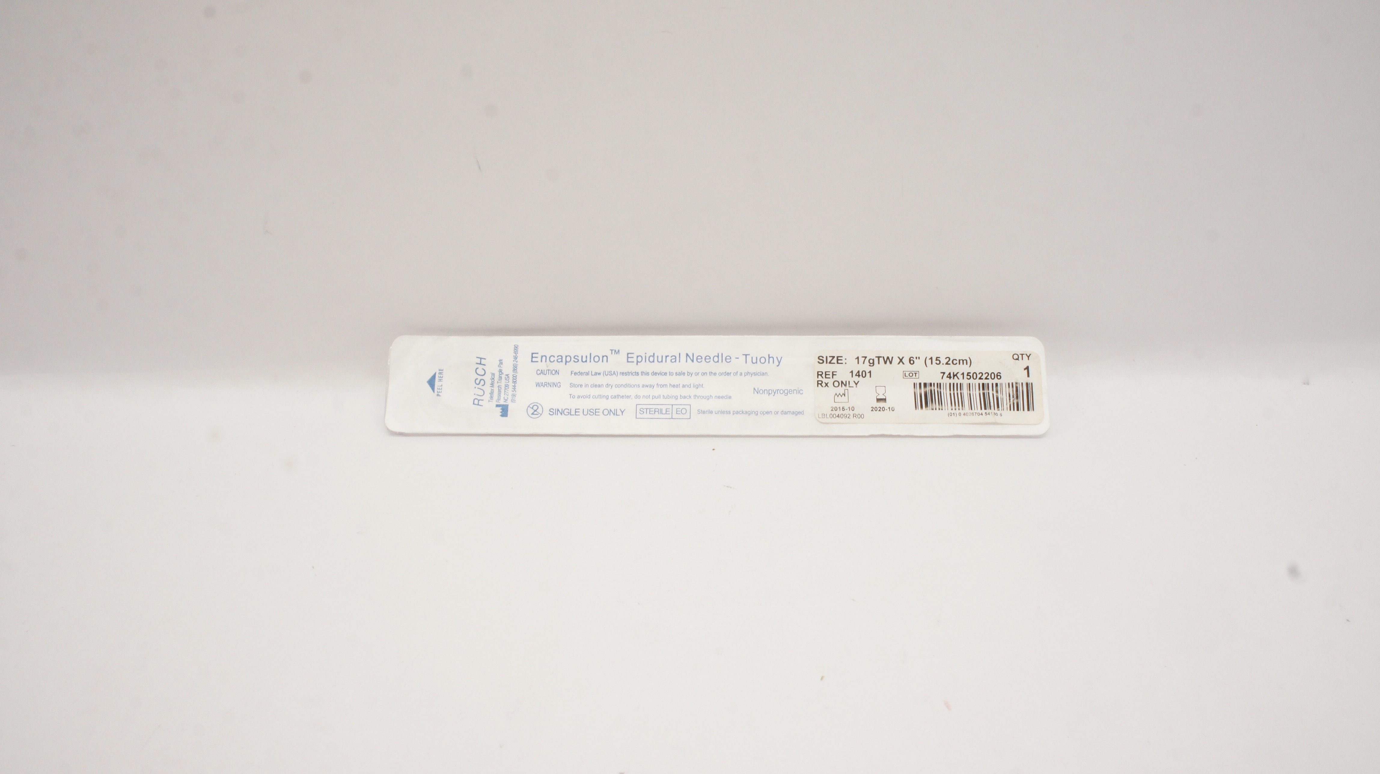 Teleflex 1401 Rusch Encapsulon Epidural Ndle - Touhy 17gTW x 6 inch (x)