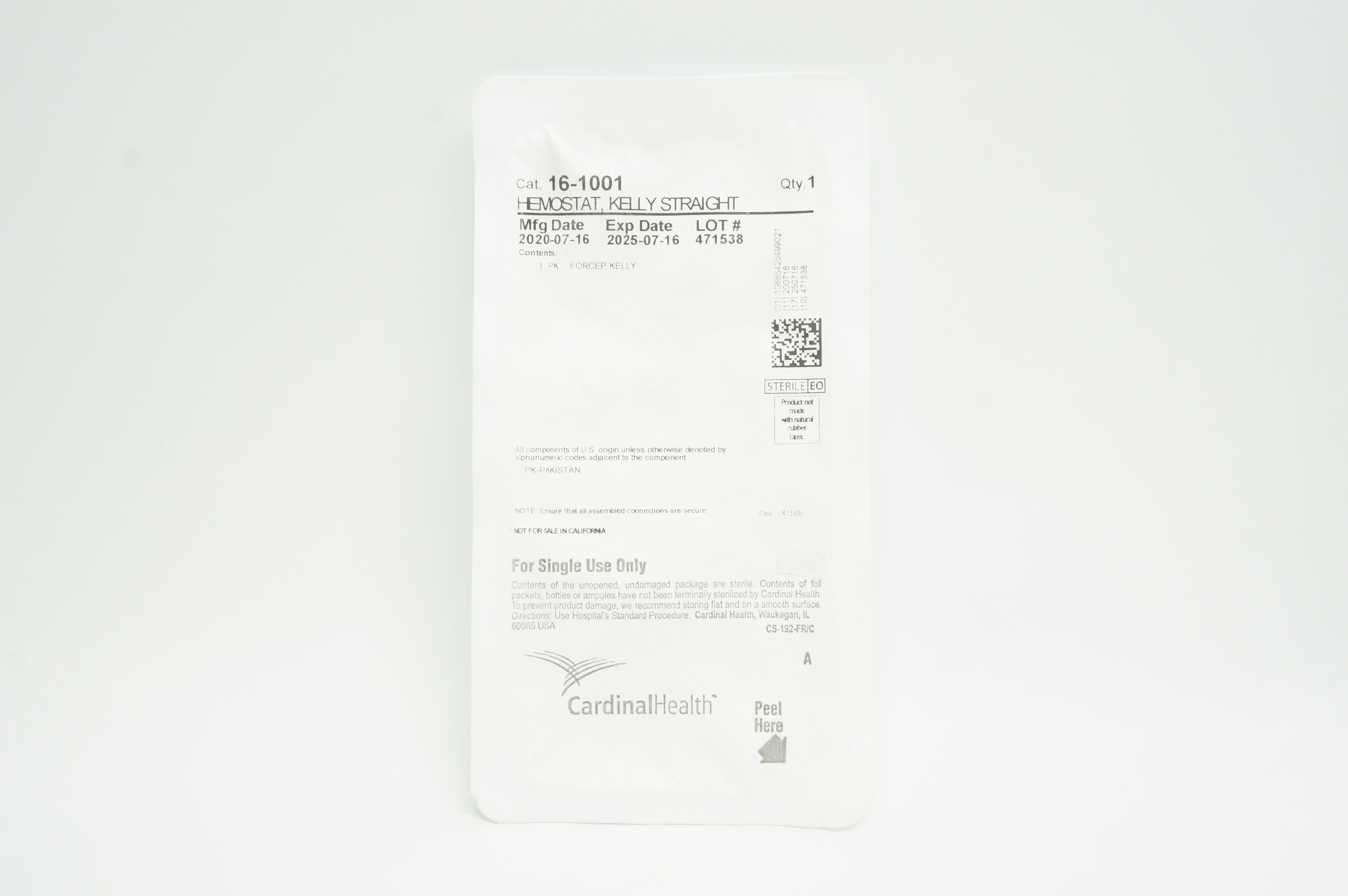 Cardinal Health 16-1001 Hemostat Forcep, Kelly Straight