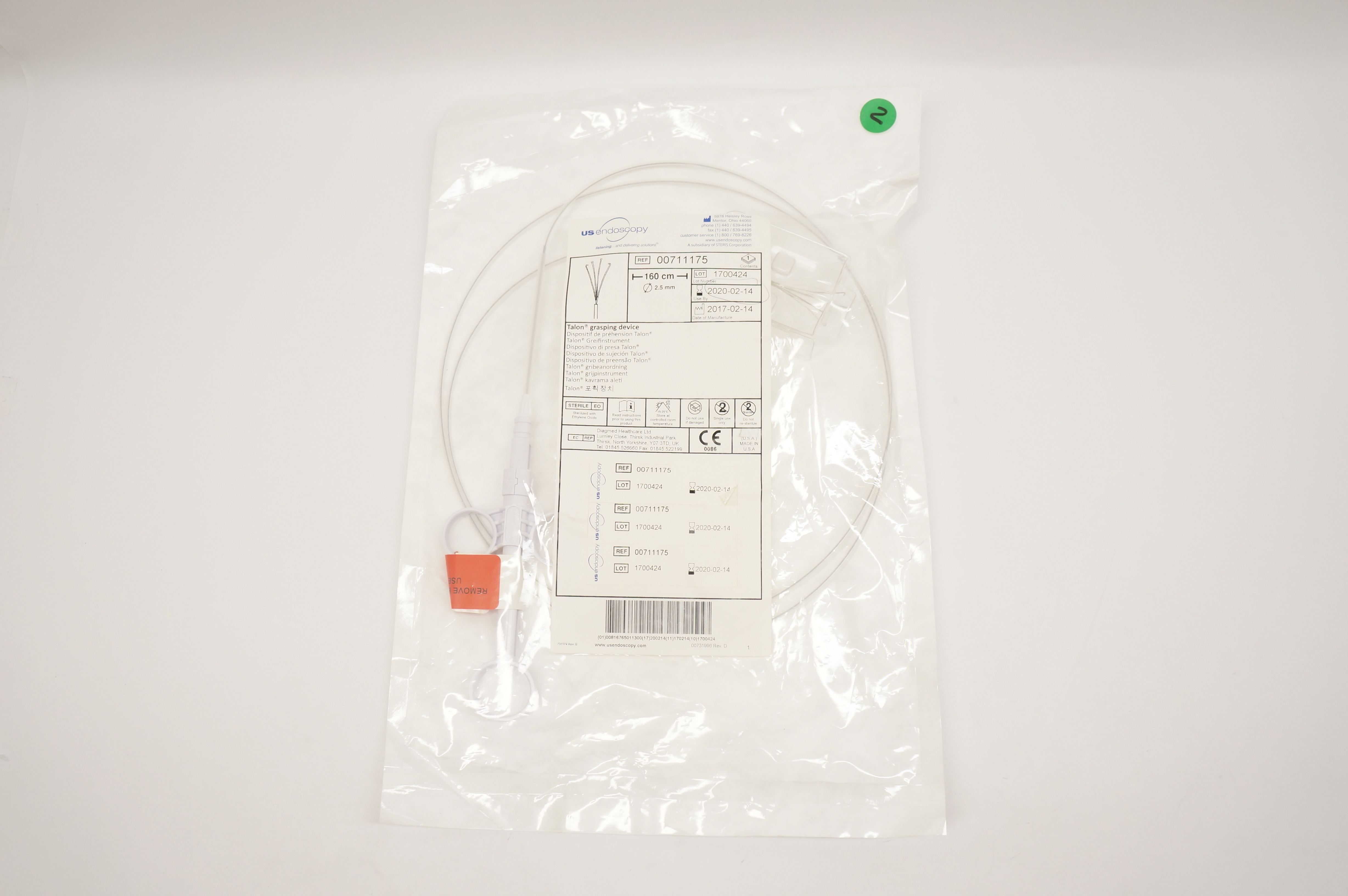 Us Endoscopy 00711175 Talon Grasping Device 160cm x 2.5mm (x)