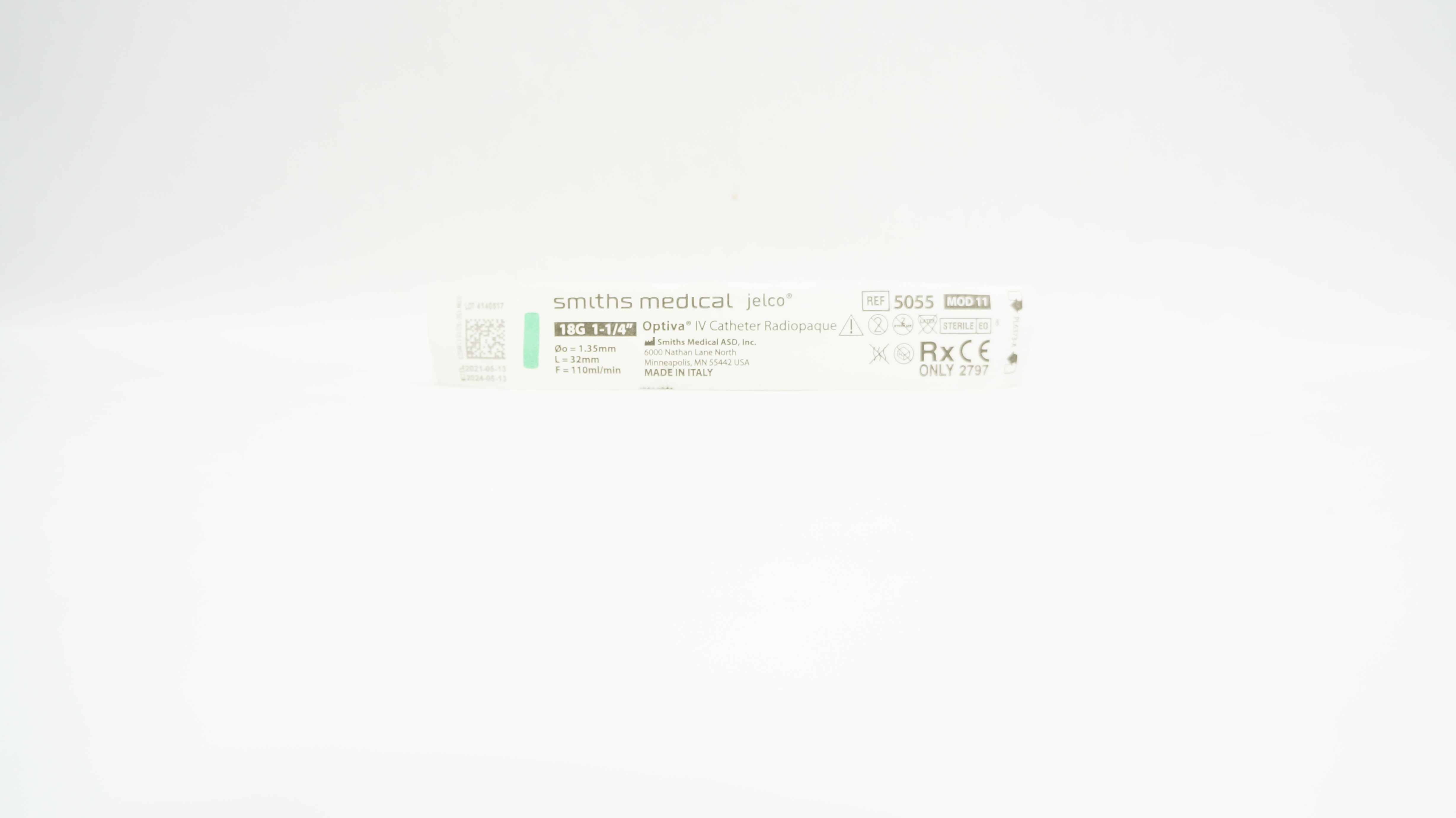 Smiths Medical 5055 Jelco Optiva IV Cath. Radiopaque 18G x 1-1/4Inch