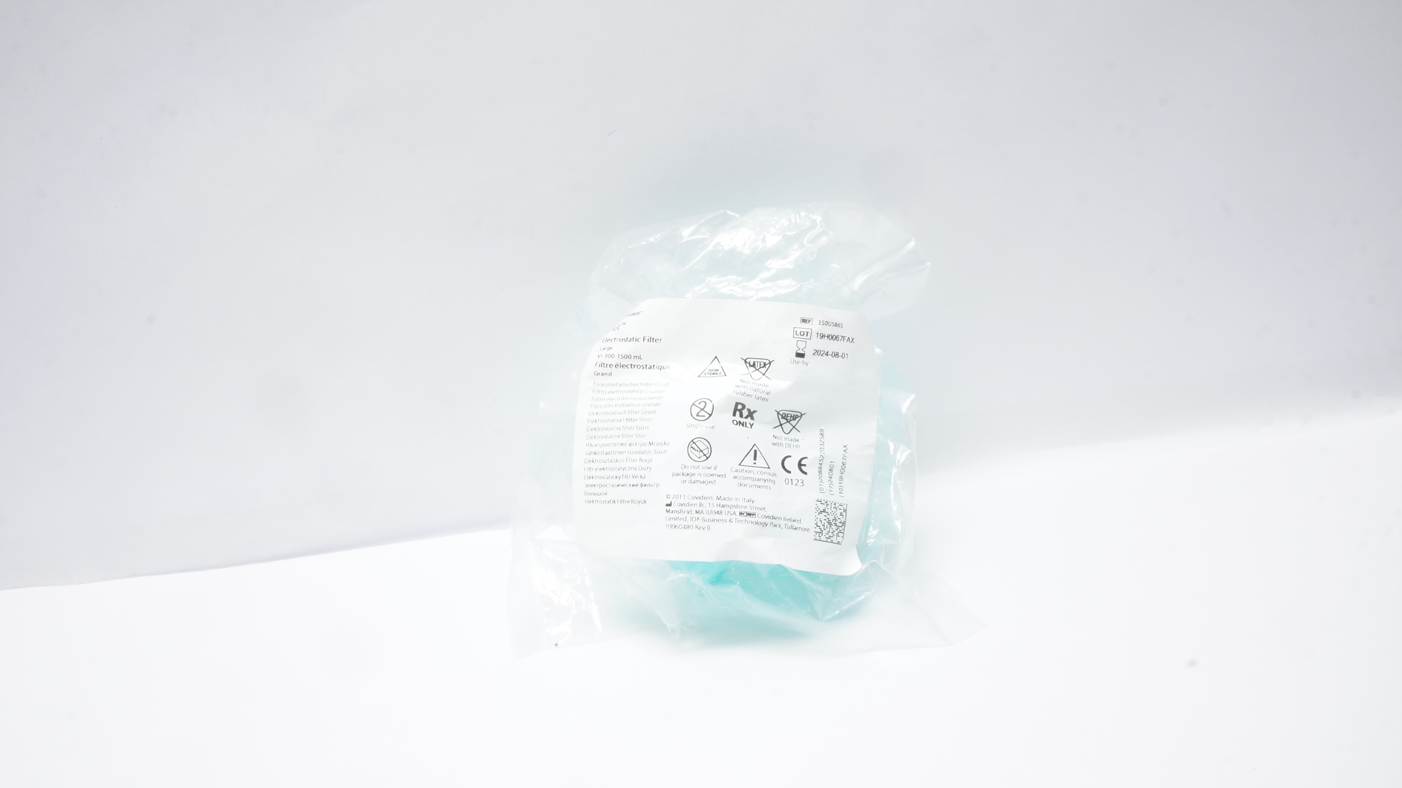 Covidien 350U5865 Dar Electrostatic Filter, Large Vt 300-1500mL (x)