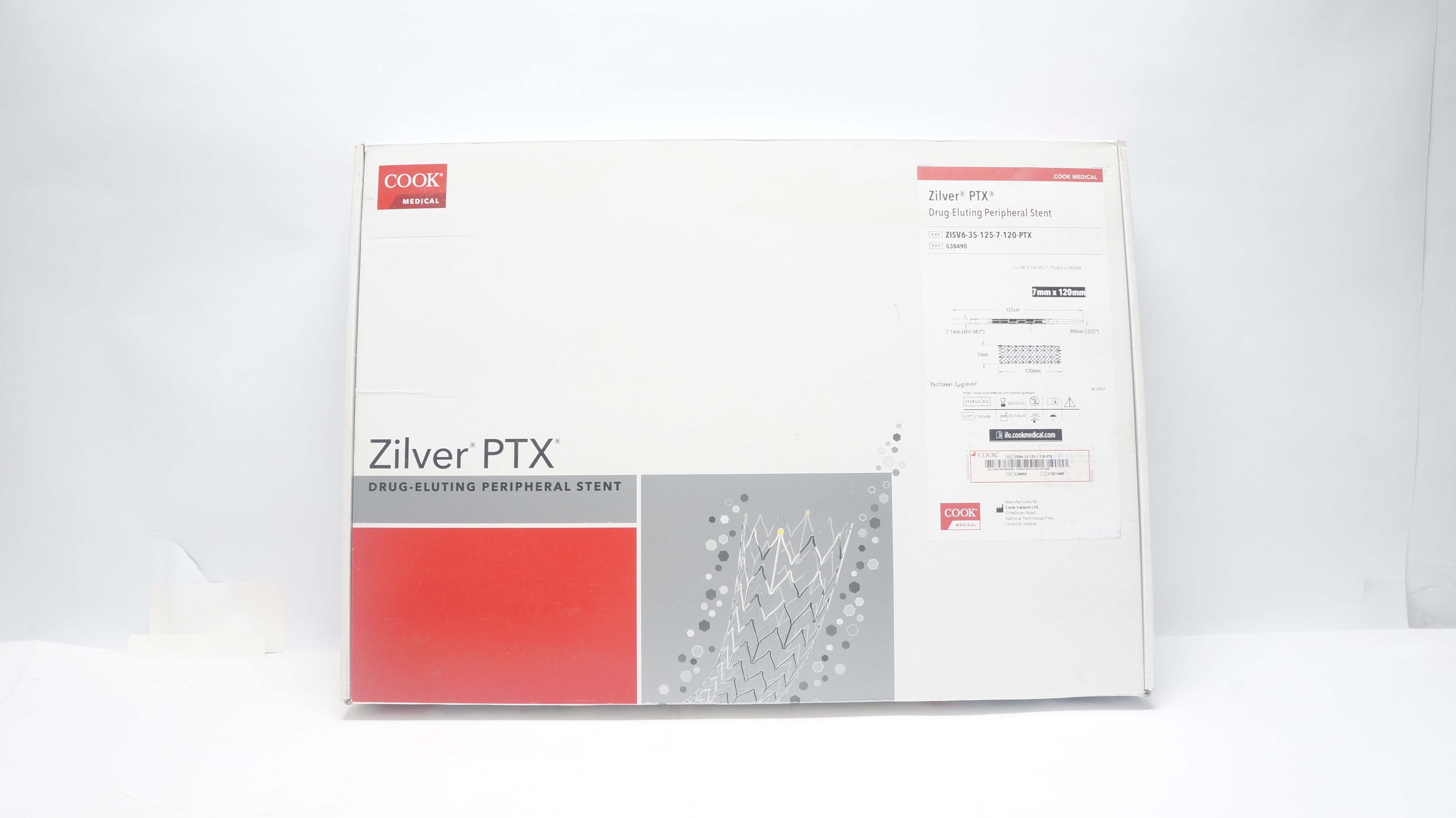 Cook Medical G38490 Zilver PTX Drug-Eluting Peripheral Stnt 125cm x 7 x 120mm(x)