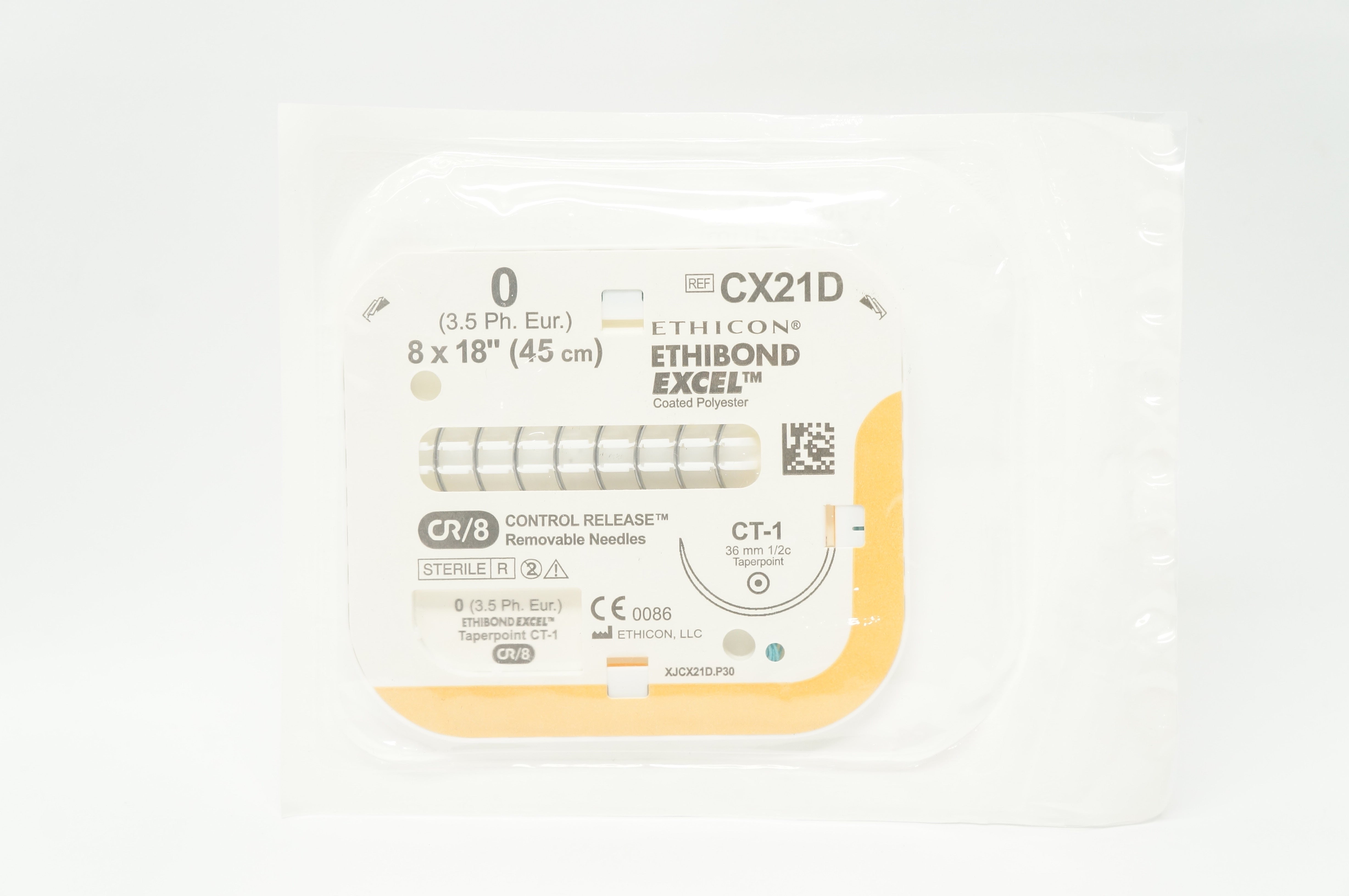 Ethicon CX21D 0 Ethibond Excel CT-1 36mm 1/2c Taper, 18inch